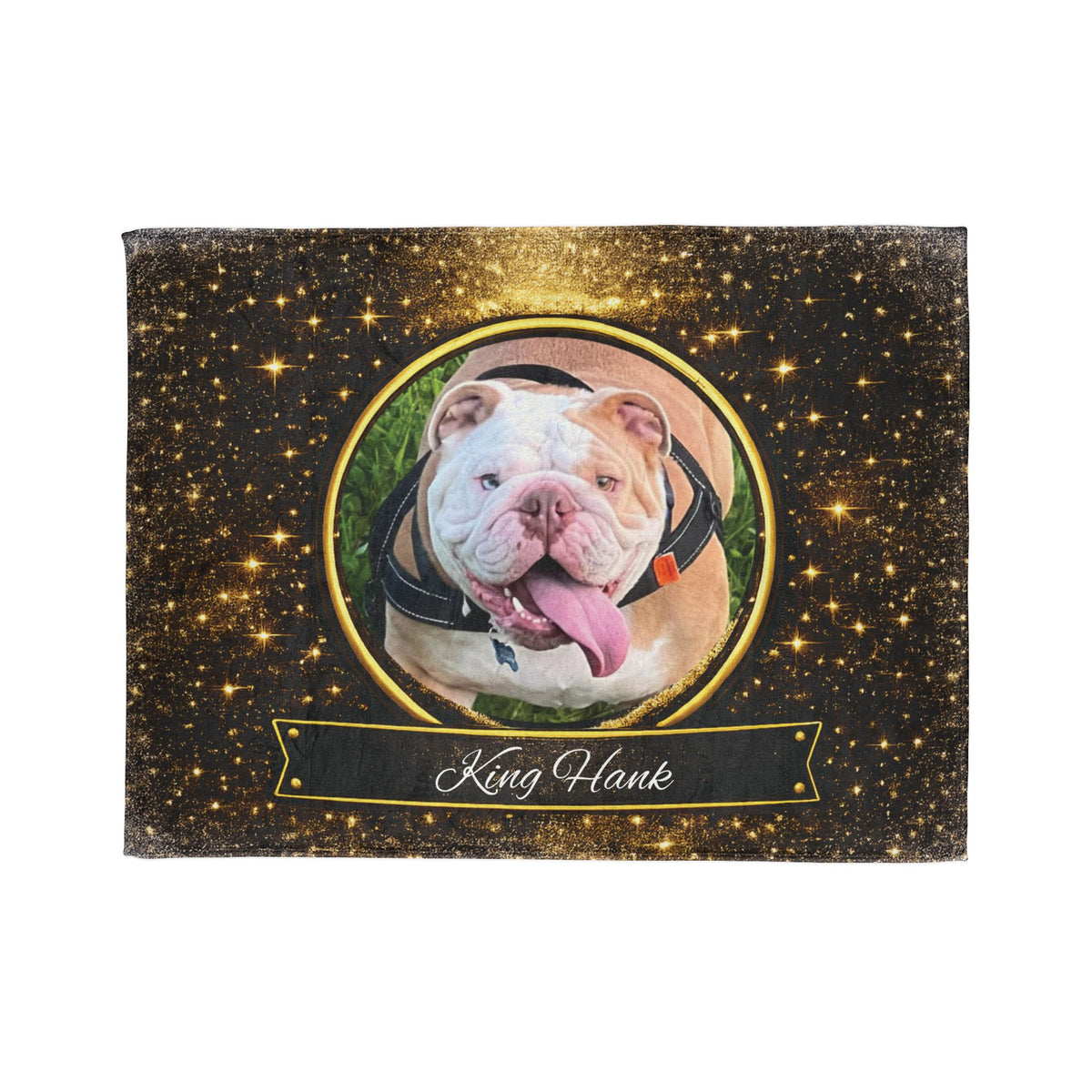 Personalised Golden Twilight Design, Fleece Pet Blanket (Pet Name & Photo)