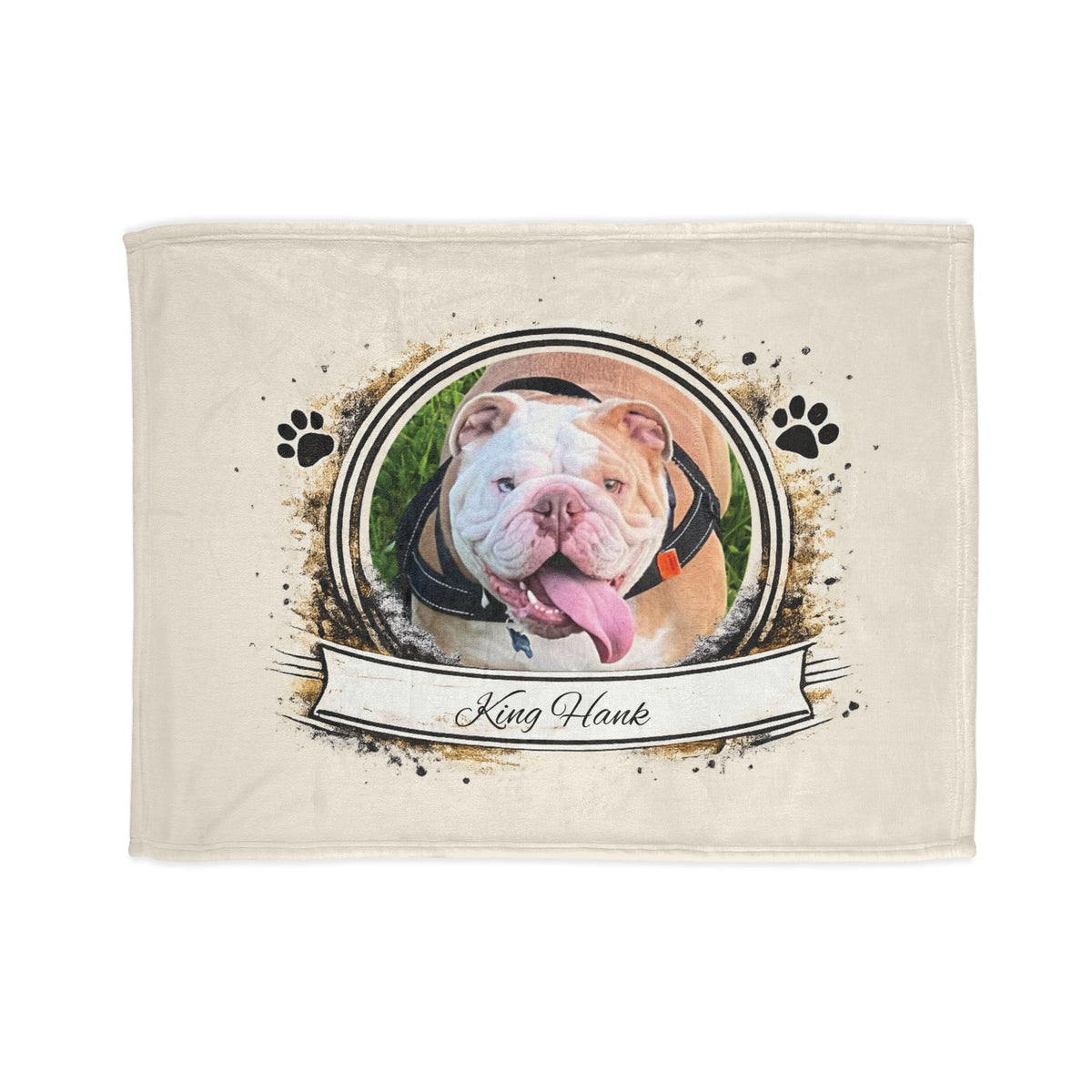 Personalised Rustic Design, Fleece Pet Blanket (Pet Name & Photo)