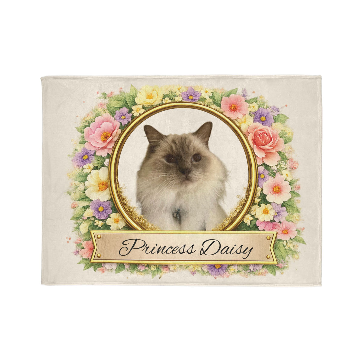 Personalised Floral Design, Fleece Pet Blanket (Pet Name & Photo)