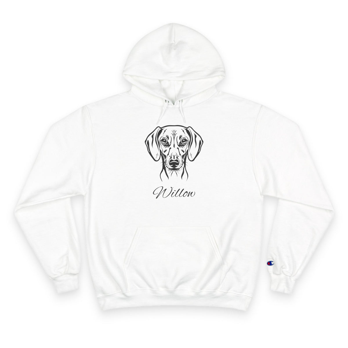 Sausage Dog - Personalised Champion® Hoodie (Black Dachshund & Personalised Pet Name)
