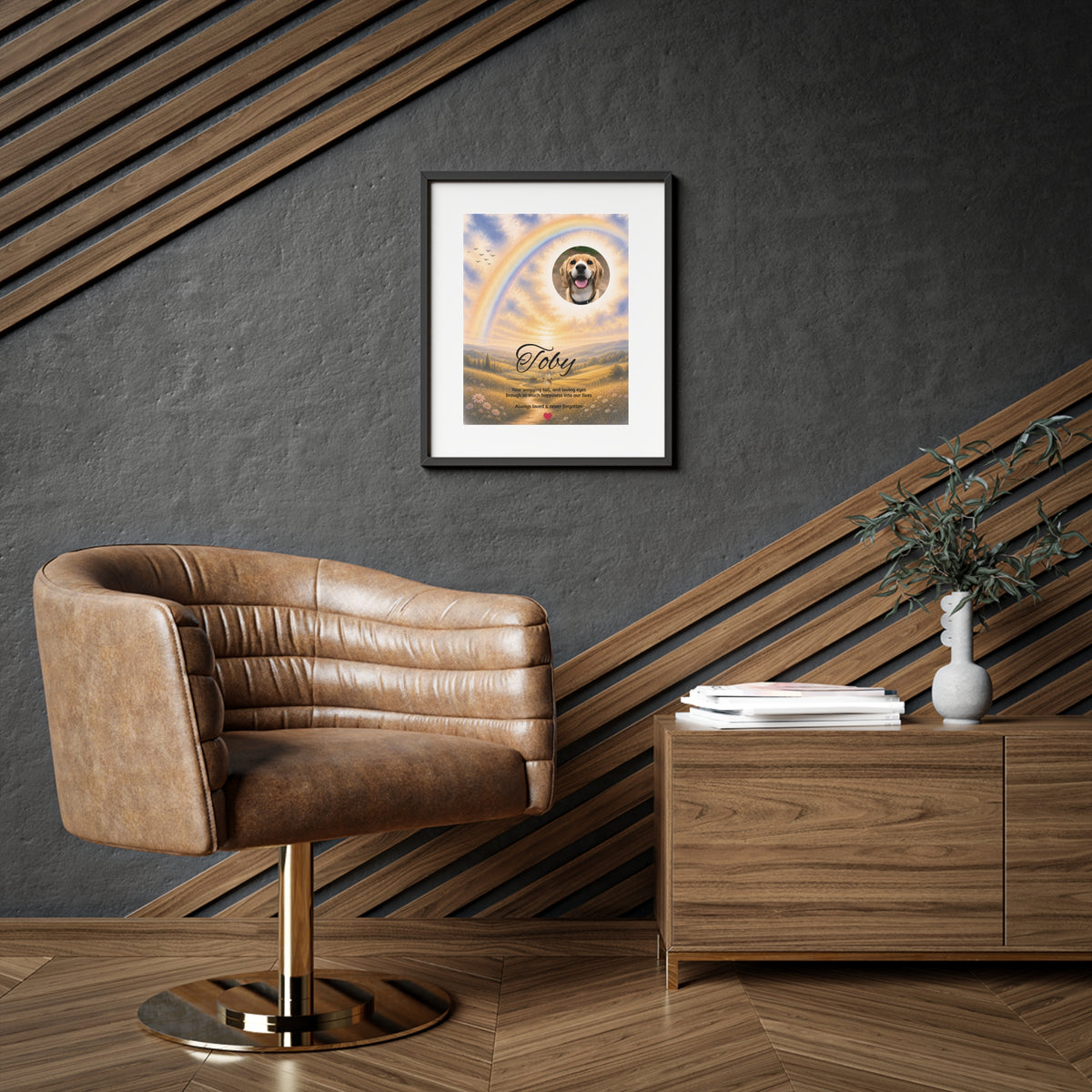 Rainbow Bridge over the Hills - Personalised Framed Pet Memorial Print (Pet Photo & Name)