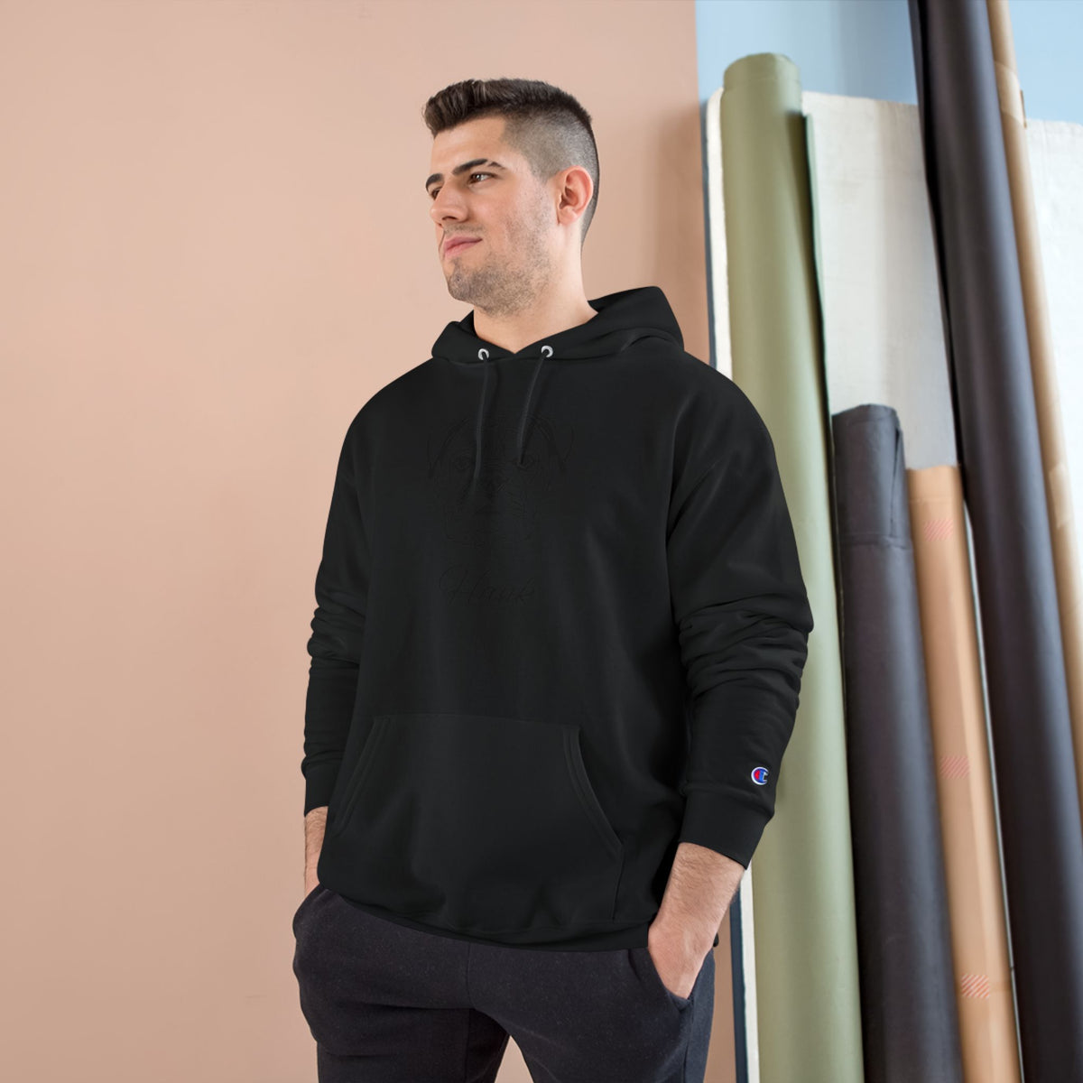 Bulldog - Personalised Champion® Hoodie (Black Bulldog & Personalised Pet Name)