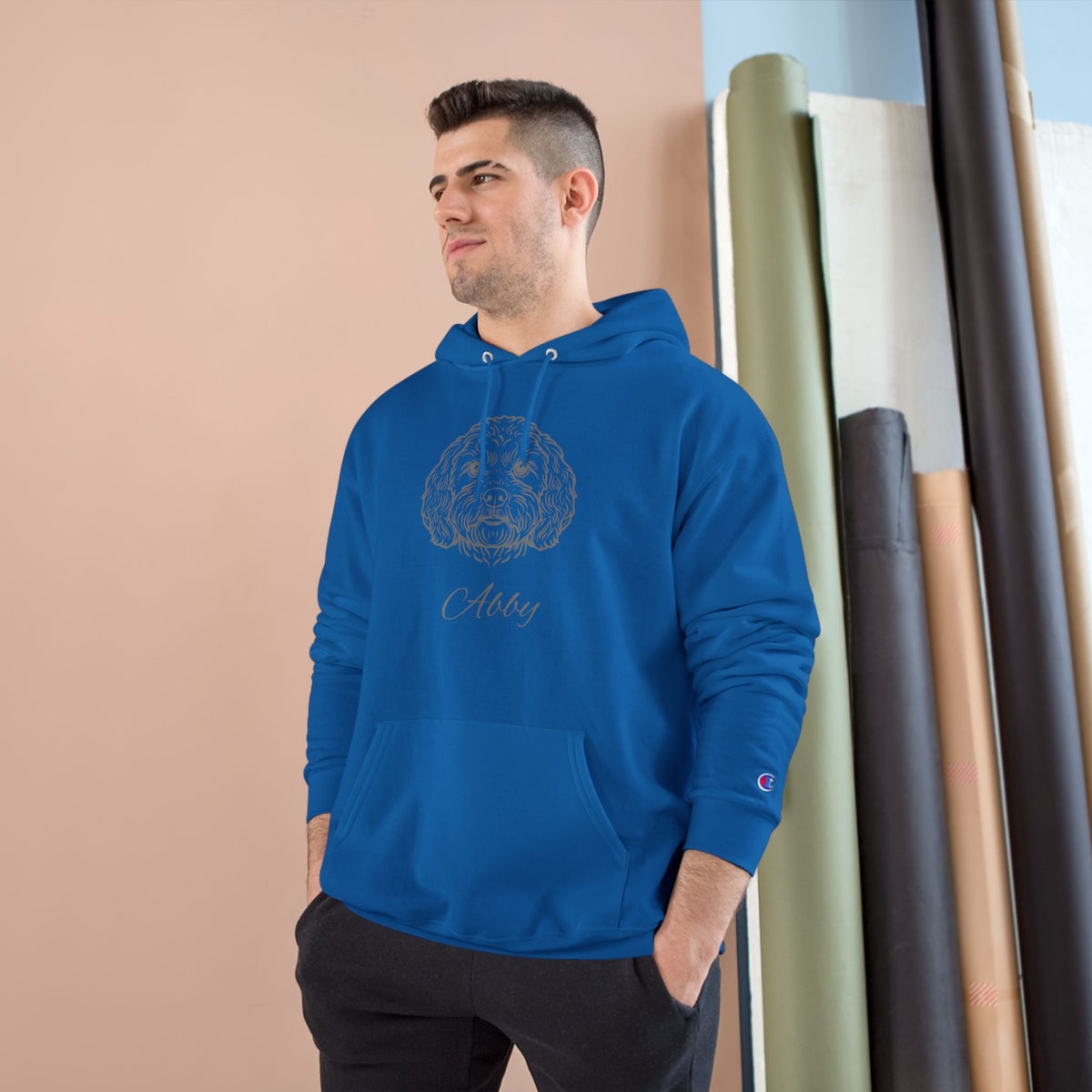 Cavoodle - Personalised Champion® Hoodie (Grey Cavoodle & Personalised Pet Name)