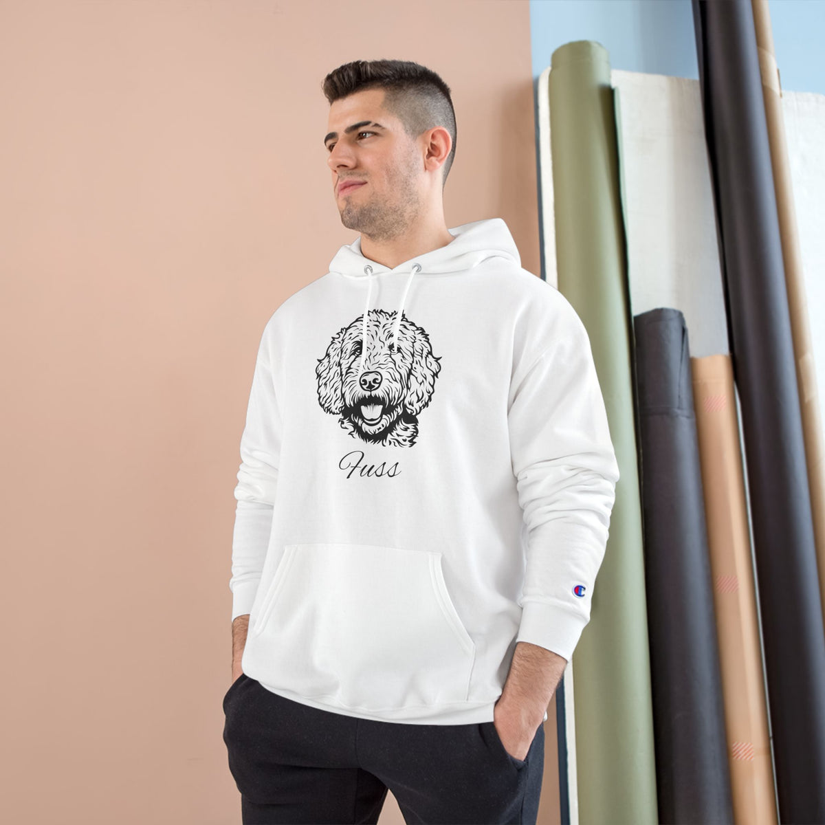 Groodle - Personalised Champion® Hoodie (Black Groodle & Personalised Pet Name)