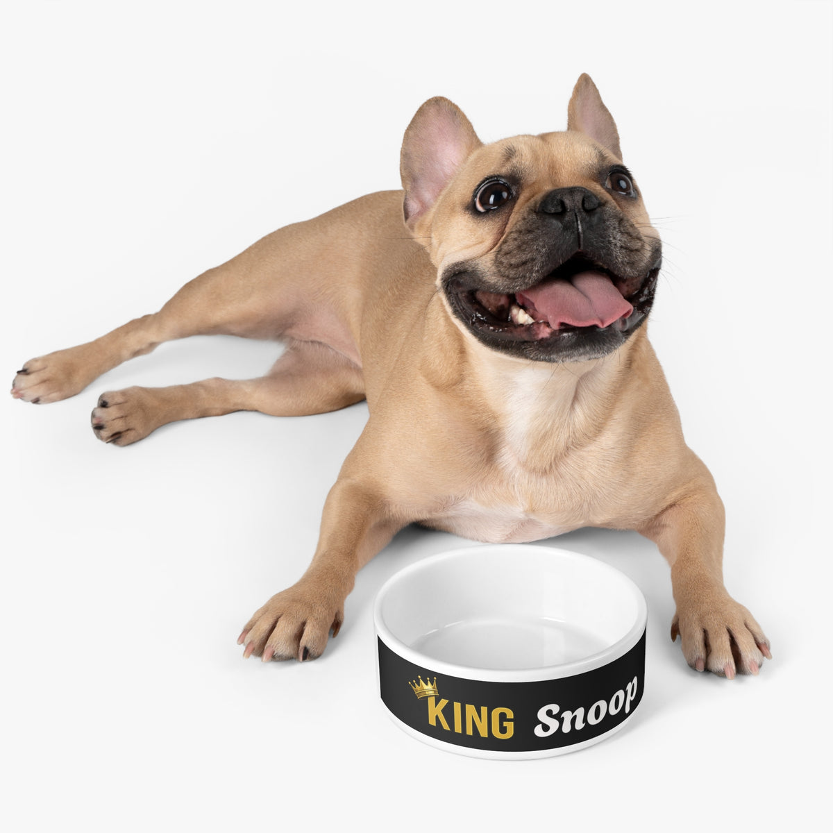 KING Personalised Pet Bowl – Black & White Ceramic Bowl (Pet Name)