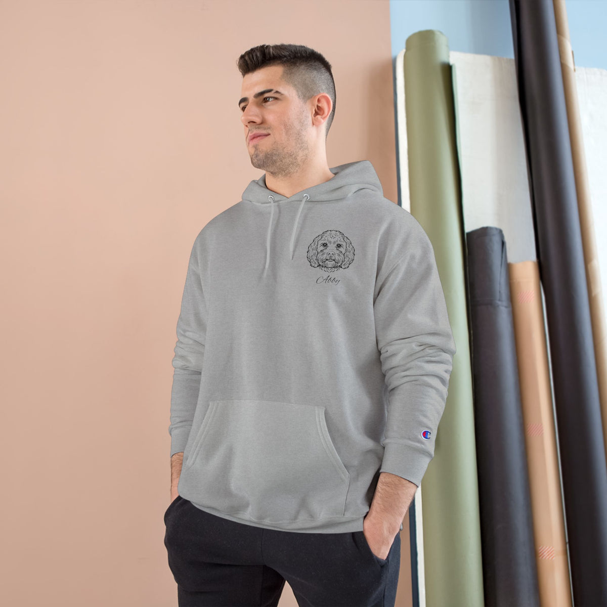 Cavoodle - Personalised Champion® Hoodie (Small Black Cavoodle & Personalised Pet Name)