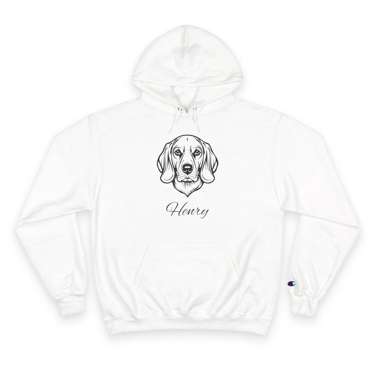 Beagle - Personalised Champion® Hoodie (Black Beagle  & Personalised Pet Name)