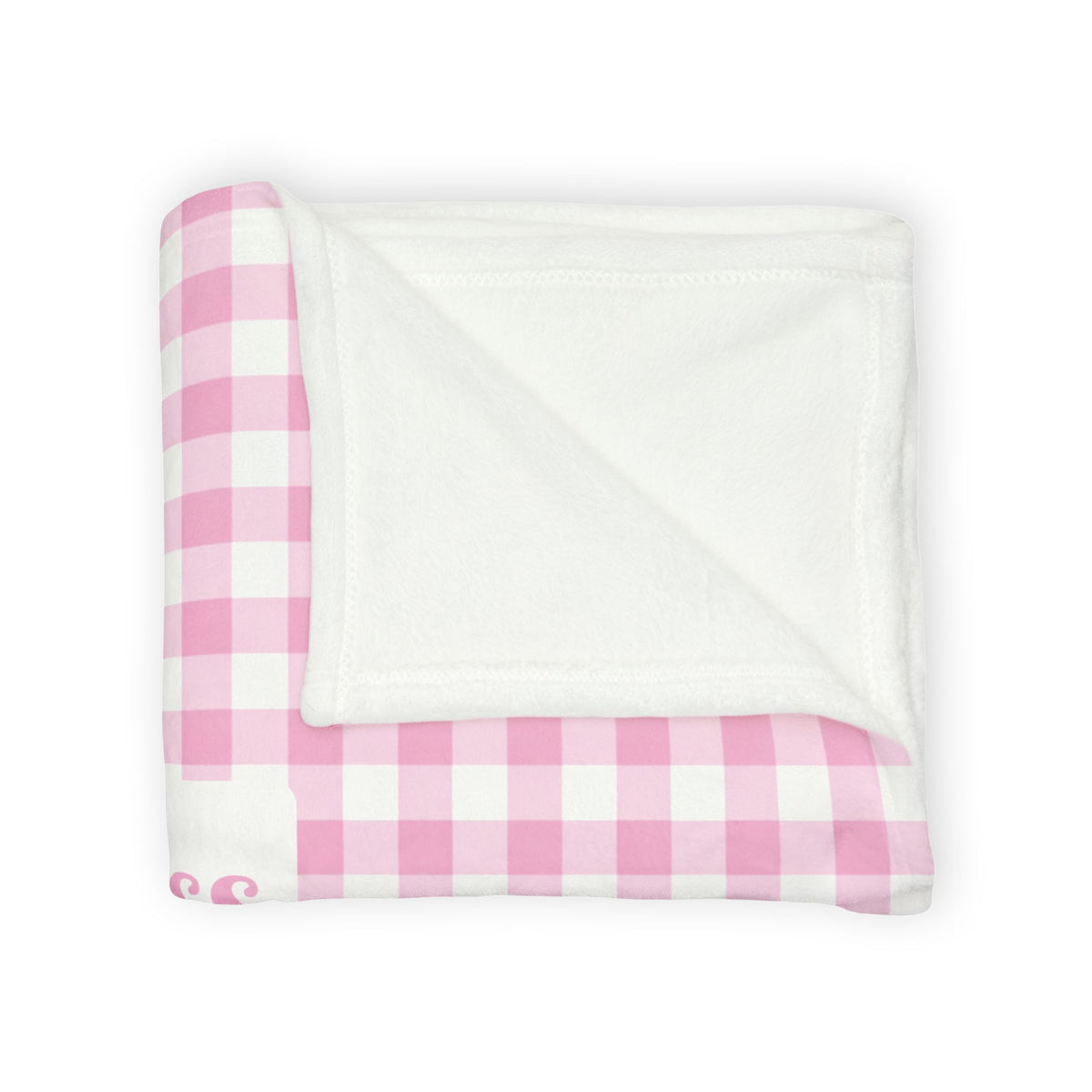 Personalised Baby Pink Gingham Fleece Pet Blanket (Pet Name)