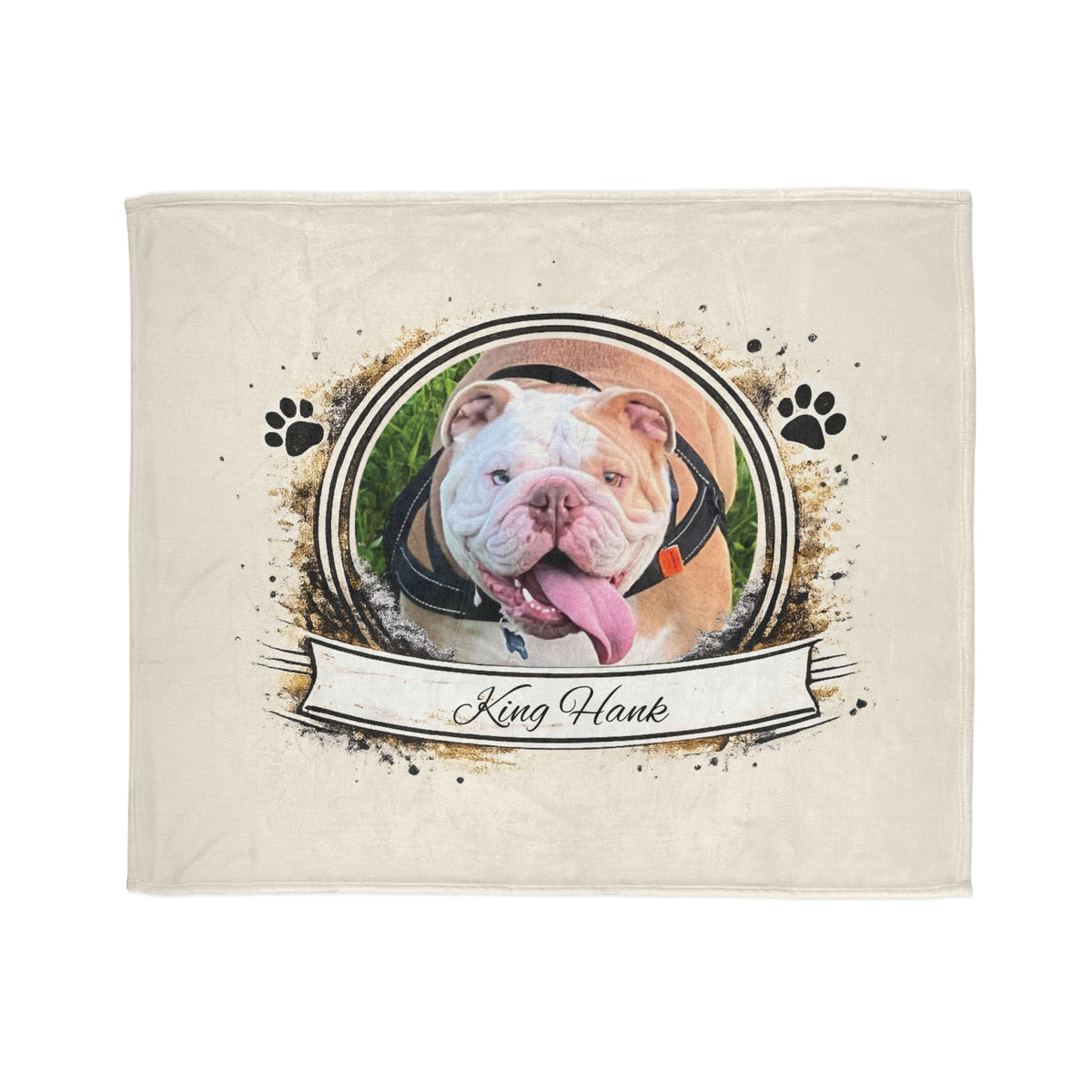 Personalised Rustic Design, Fleece Pet Blanket (Pet Name & Photo)