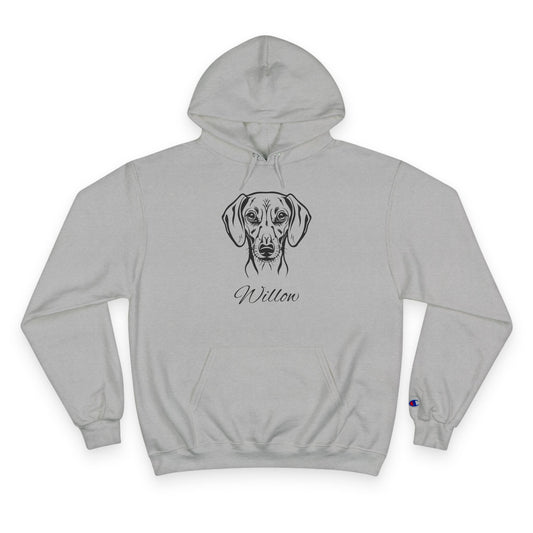 Sausage Dog - Personalised Champion® Hoodie (Black Dachshund & Personalised Pet Name)