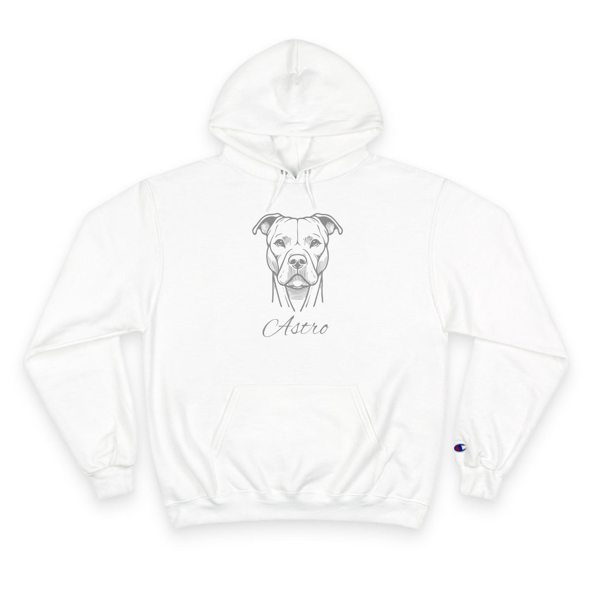 Pit Bull - Personalised Champion® Hoodie (Grey Pit Bull & Personalised Pet Name)