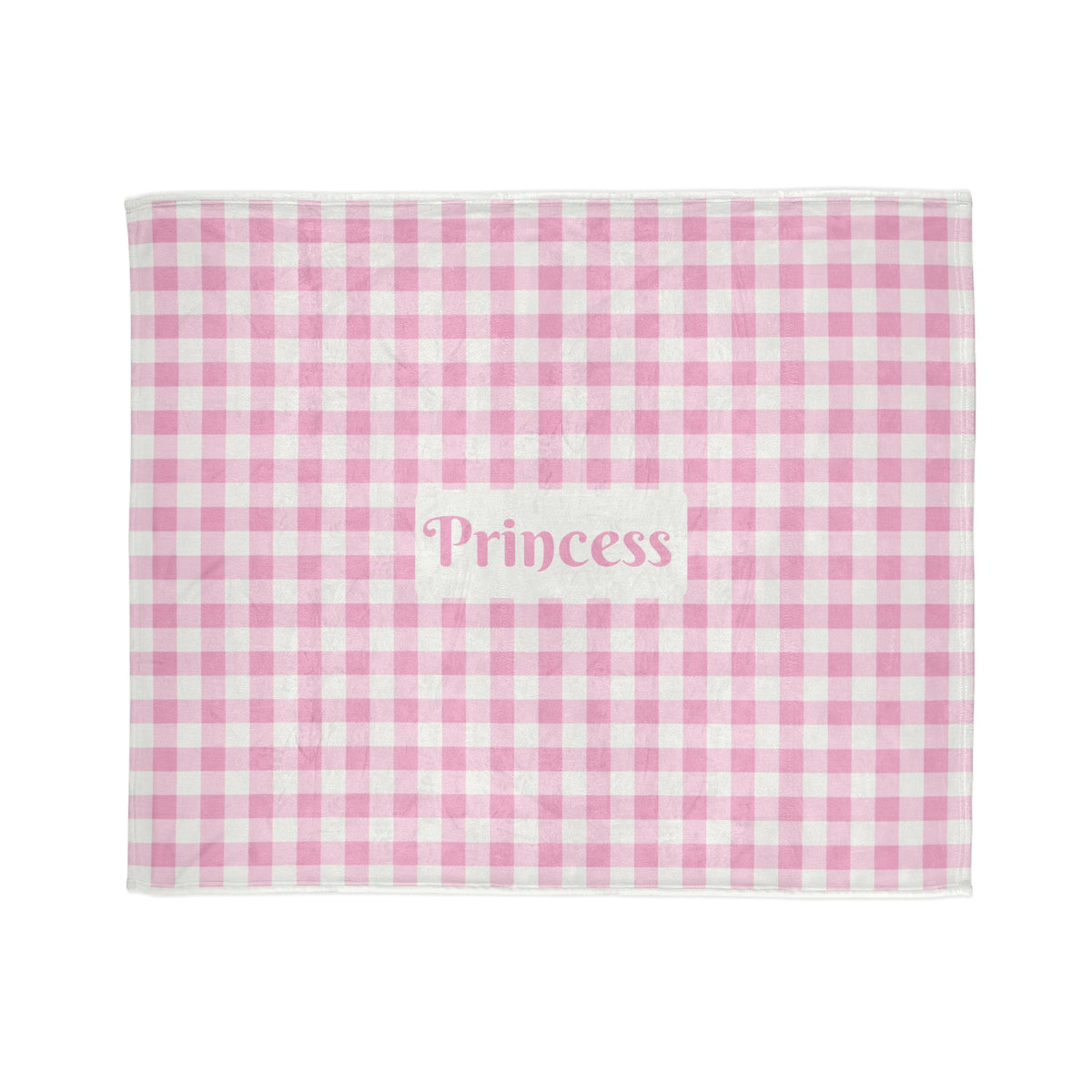 Personalised Baby Pink Gingham Fleece Pet Blanket (Pet Name)