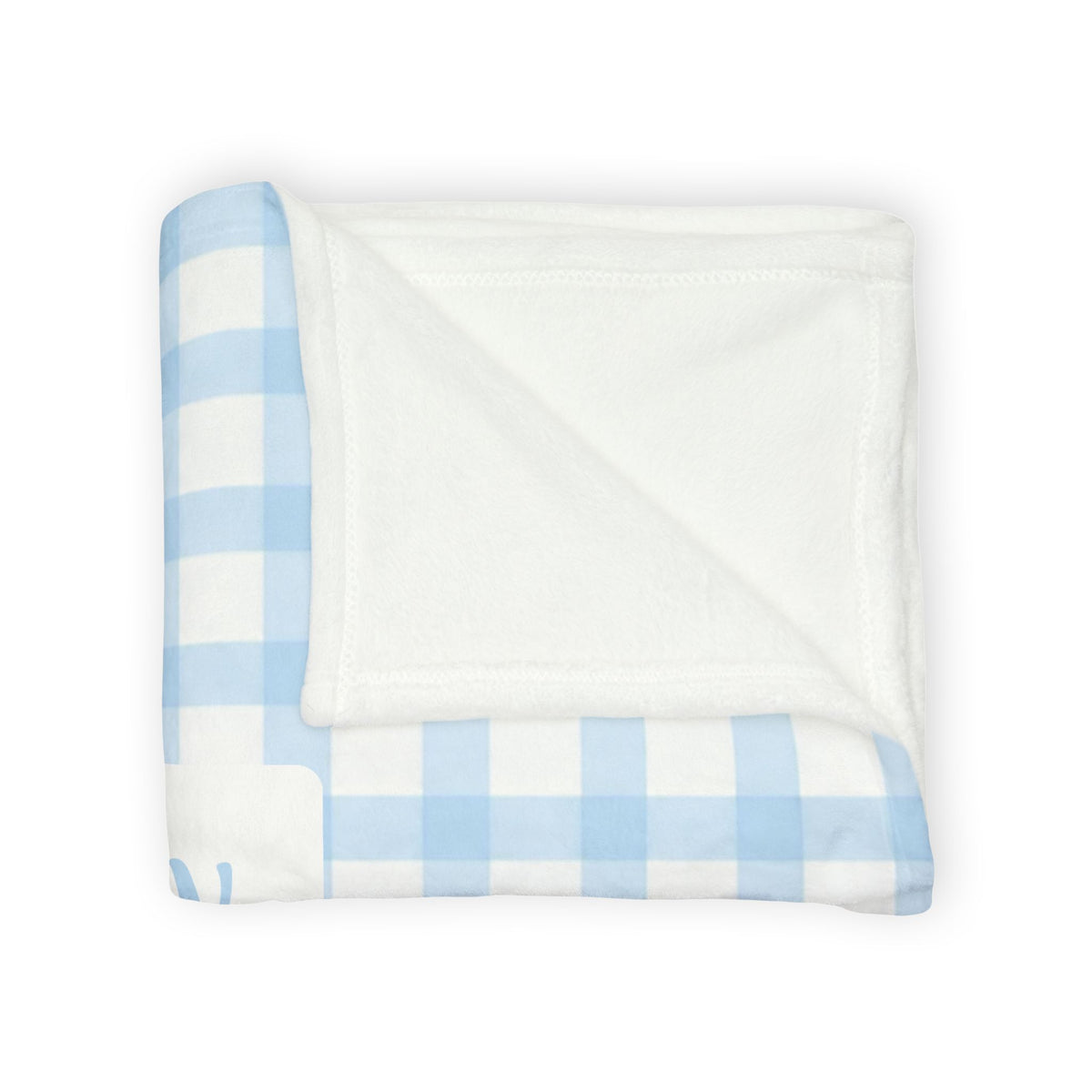 Personalised Baby Blue Gingham Fleece Pet Blanket (Pet Name)
