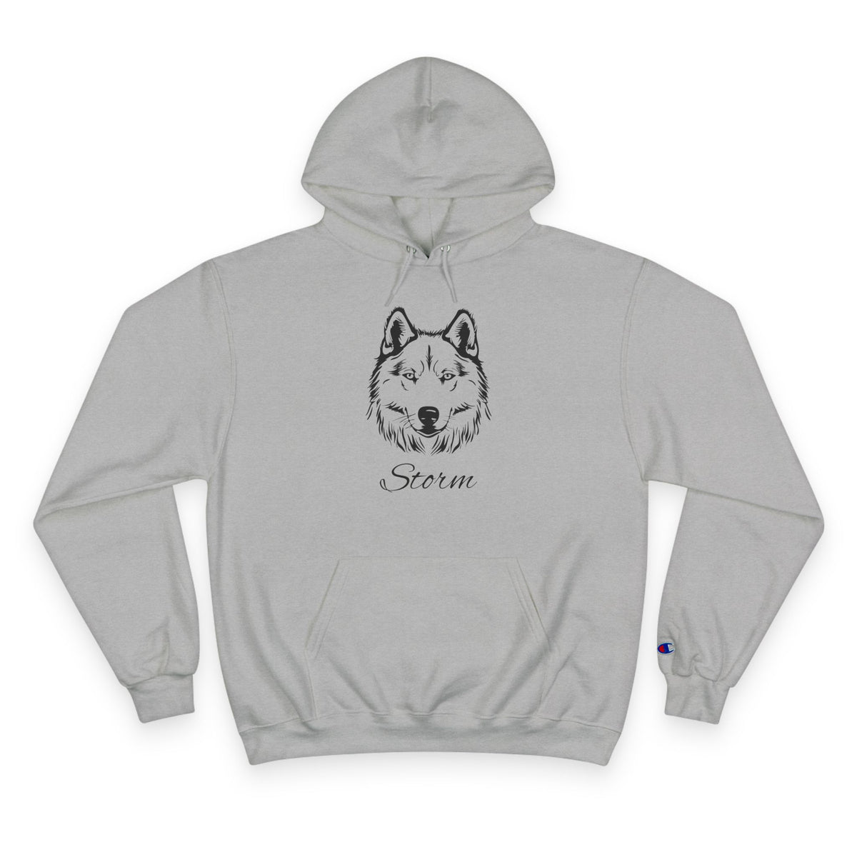 Husky - Personalised Champion® Hoodie (Black Husky  & Personalised Pet Name)