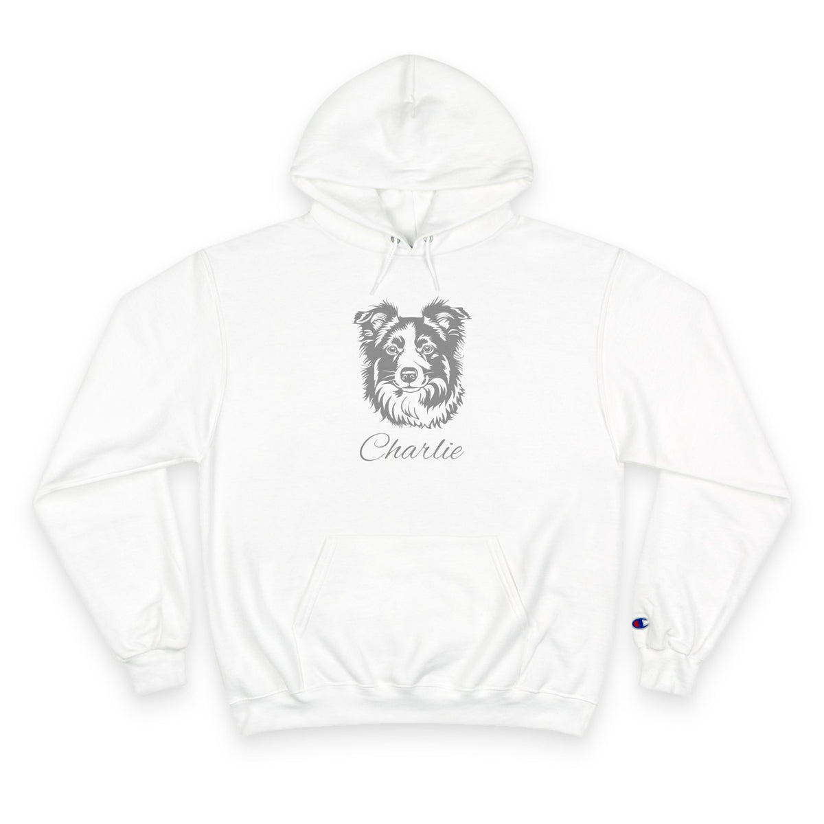 Border Collie  - Personalised Champion® Hoodie (Grey Border Collie & Personalised Pet Name)