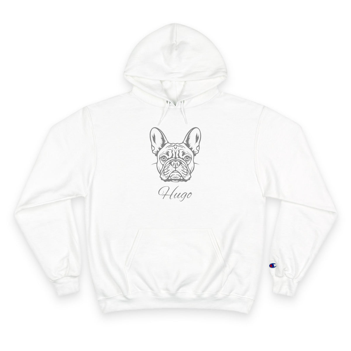 French Bulldog - Personalised Champion® Hoodie (Grey French Bulldog & Personalised Pet Name)