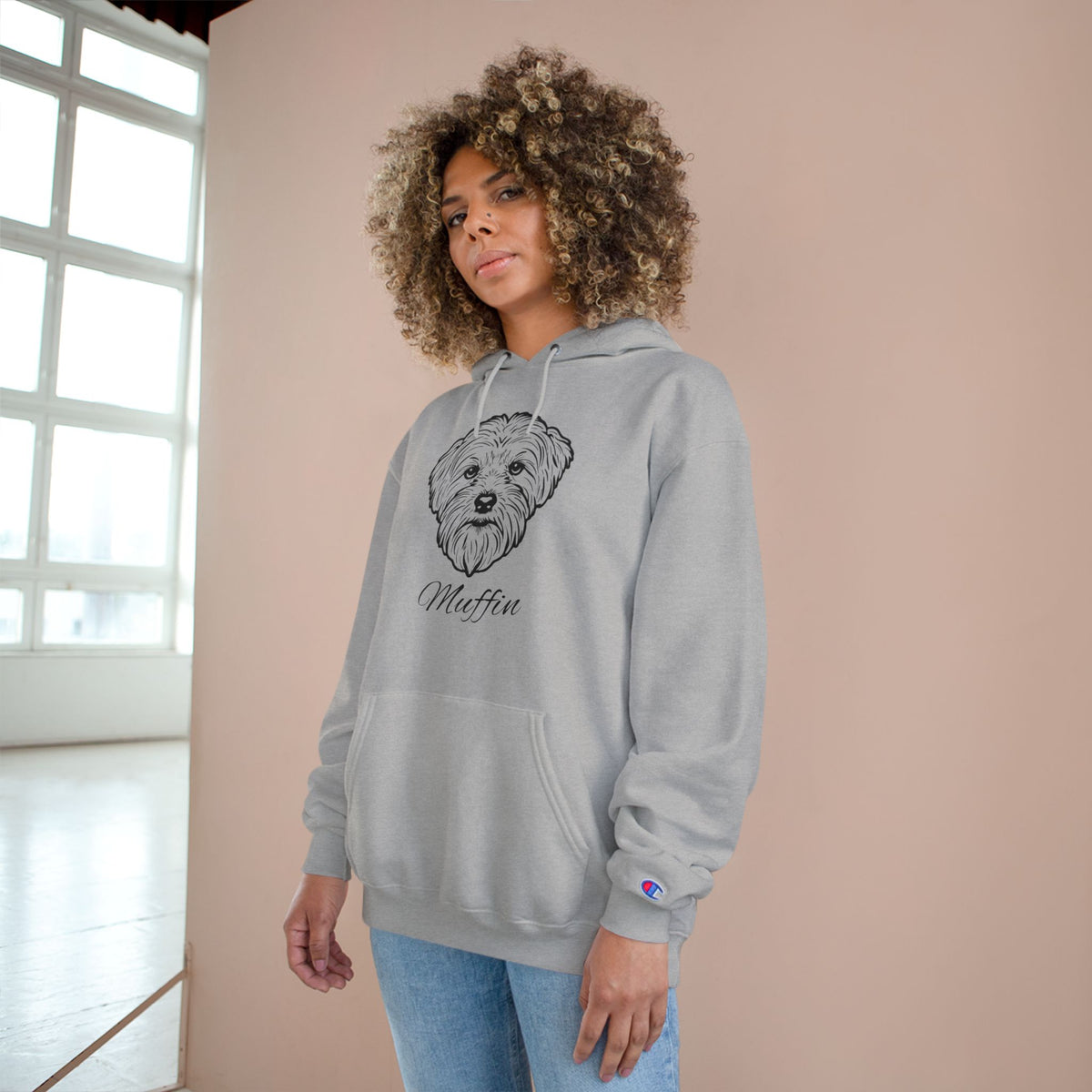 Maltese - Personalised Champion® Hoodie (Black Maltese & Personalised Pet Name)