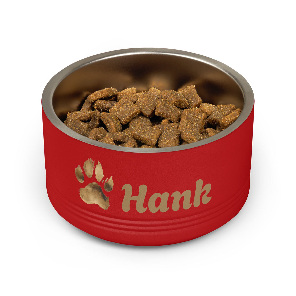 Gold Paw Personalised Pet Bowl – Paw Print Stainless Steel Dog & Cat Bowl (Pet Name)