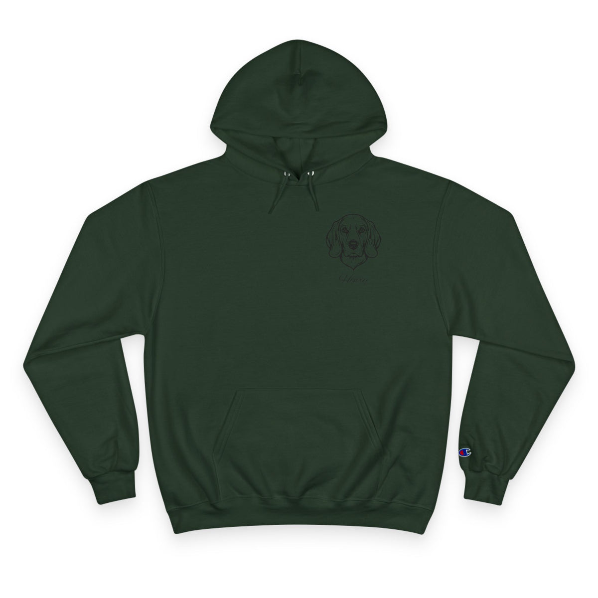 Beagle - Personalised Champion® Hoodie (Small Black Beagle & Personalised Pet Name)