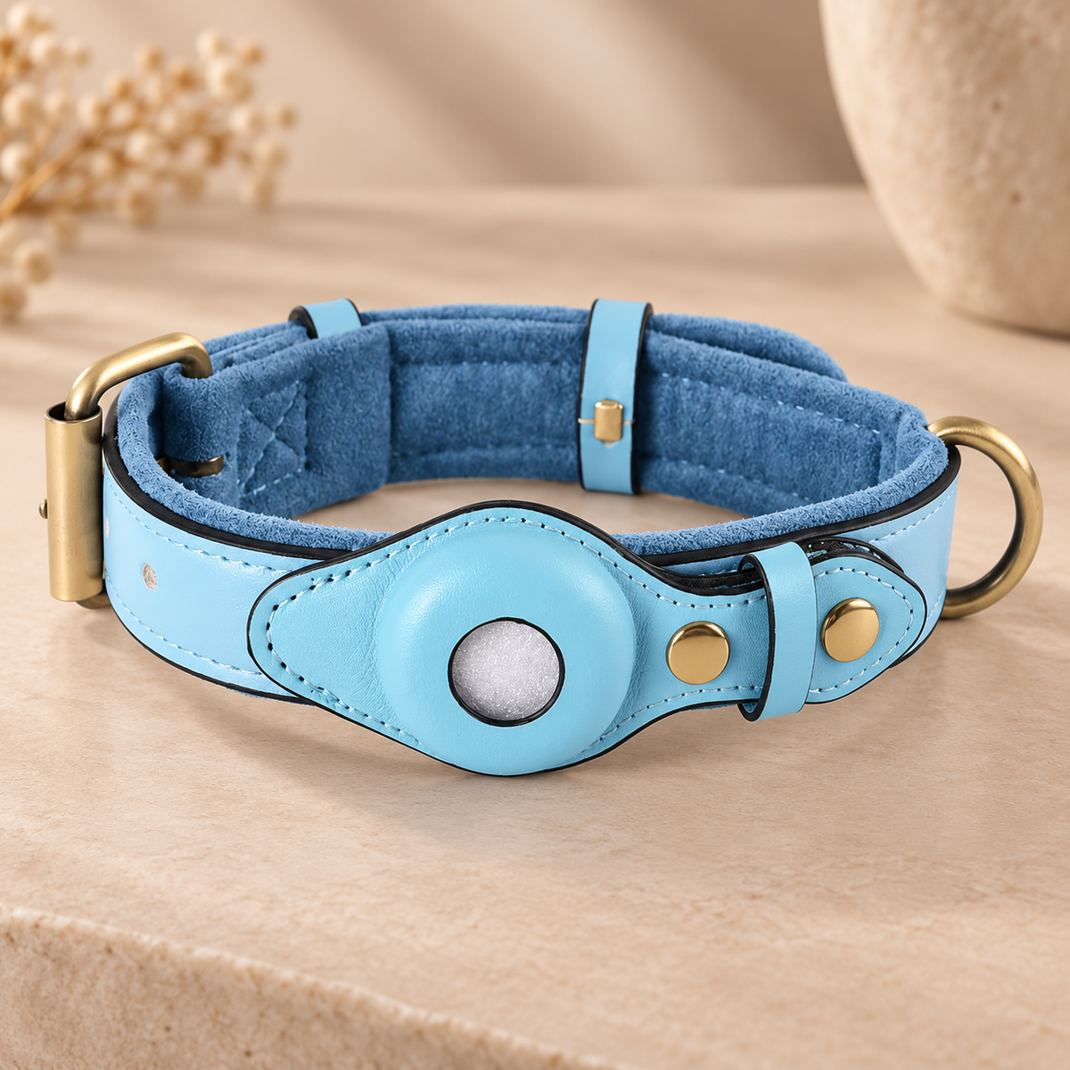 Personalised Premium Leather AirTag Dog Collar (Pet Name & Phone)