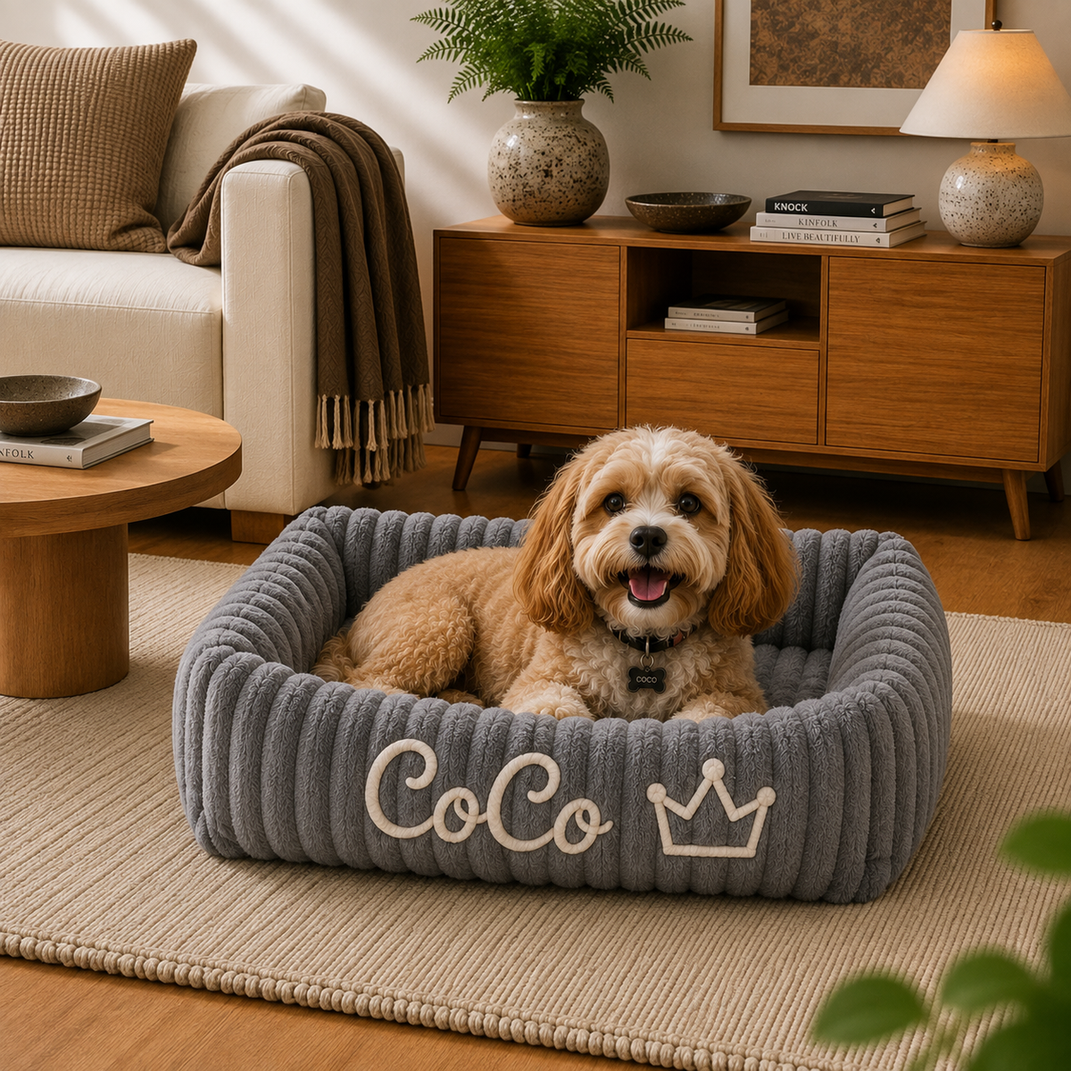 Personalised Embroidered Plush Pet Bed (Pet Name)