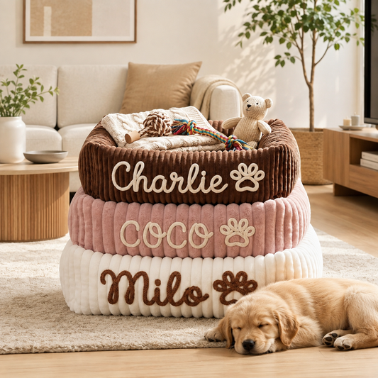 Personalised Embroidered Plush Pet Bed (Pet Name)