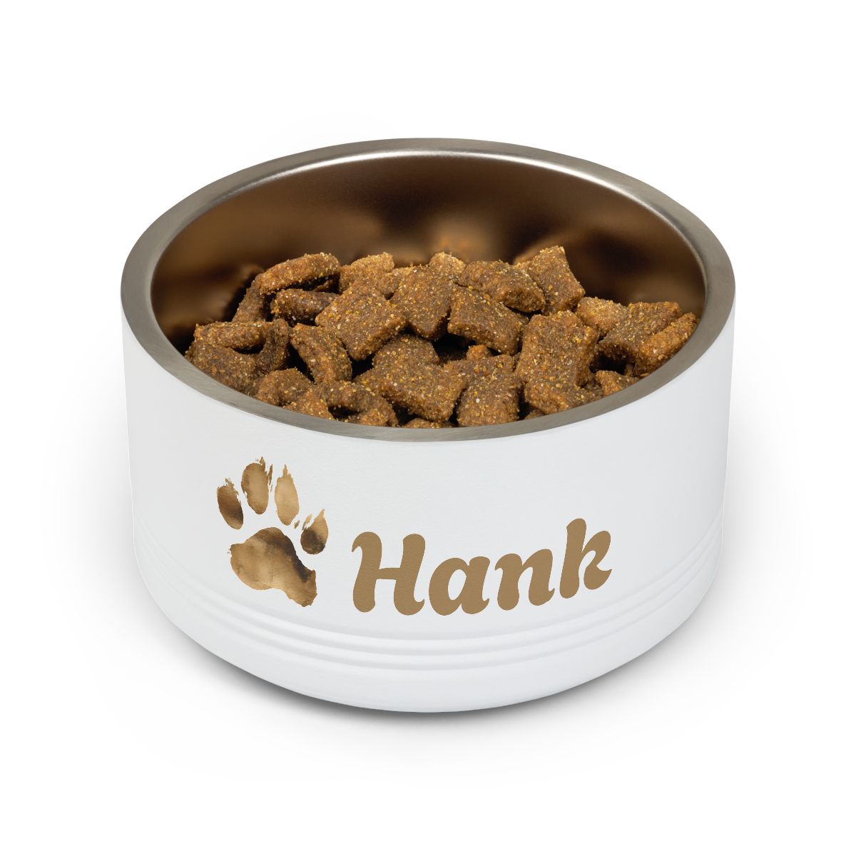 Gold Paw Personalised Pet Bowl – Paw Print Stainless Steel Dog & Cat Bowl (Pet Name)