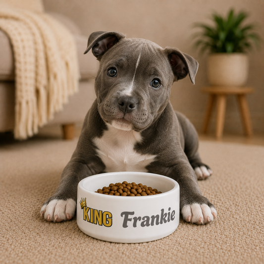 KING Personalised Pet Bowl – White King Range Ceramic Bowl (Pet Name)
