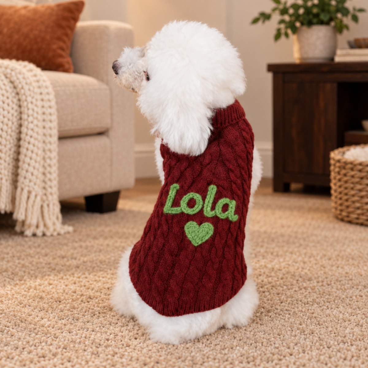 Personalised Knitted Pet Sweater (Pet Name)