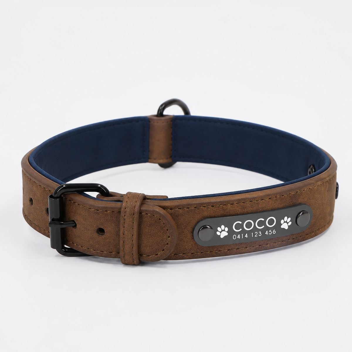 Personalised Premium Leather Pet Collar (Pet Name & Phone)