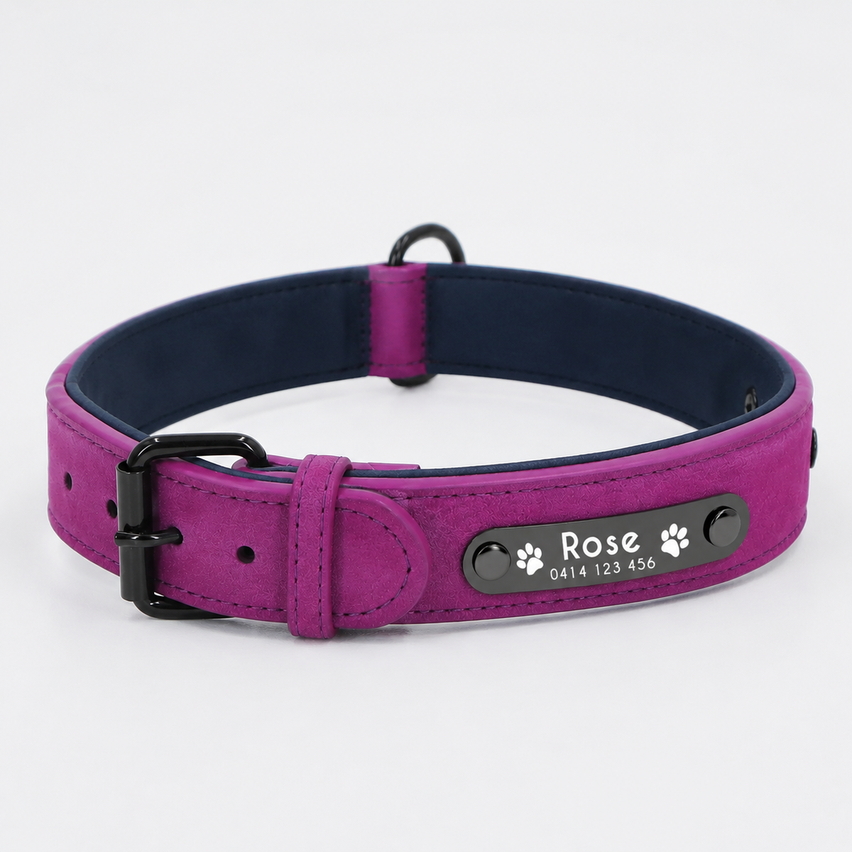 Personalised Premium Leather Pet Collar (Pet Name & Phone)