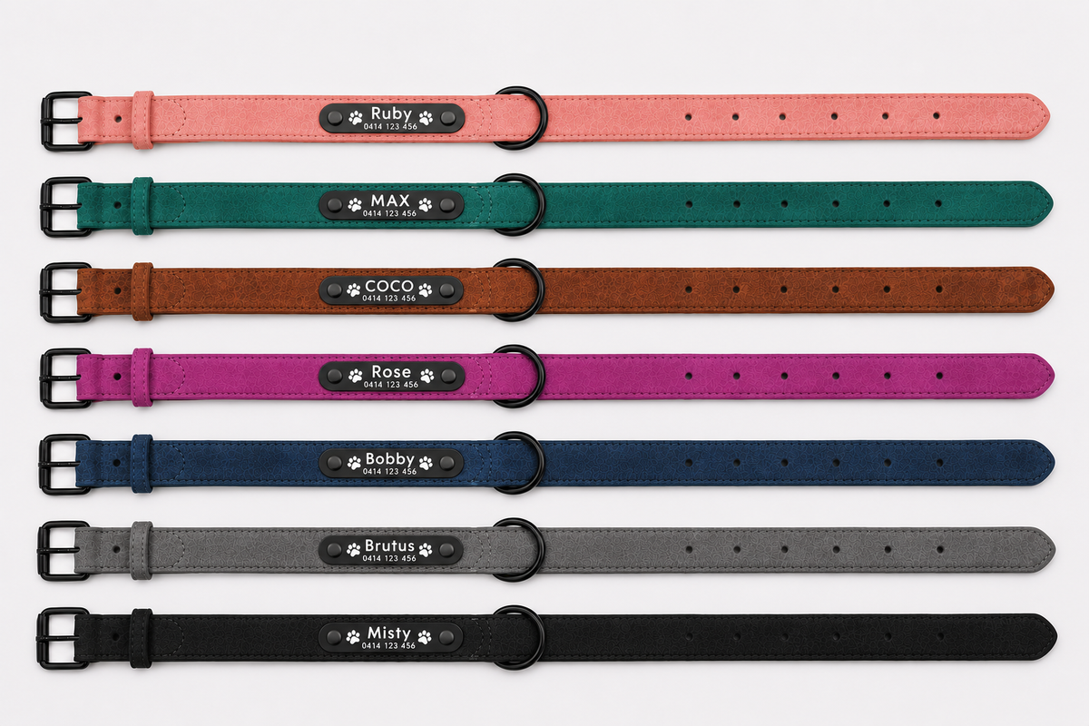 Personalised Premium Leather Pet Collar (Pet Name & Phone)