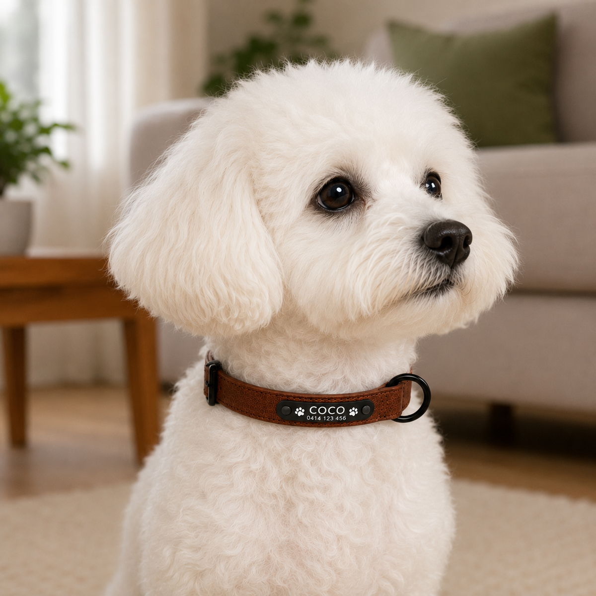 Personalised Premium Leather Pet Collar (Pet Name & Phone)
