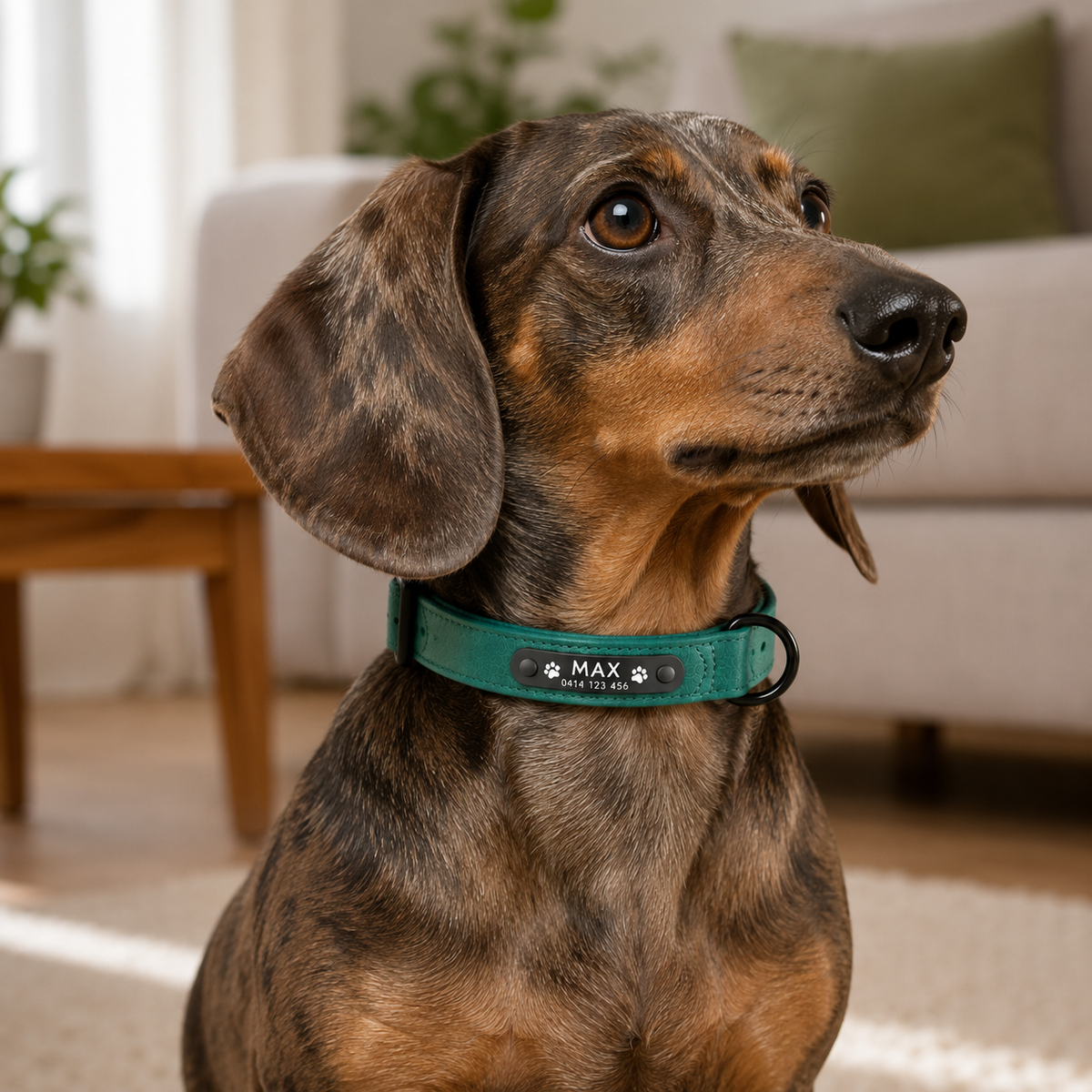 Personalised Premium Leather Pet Collar (Pet Name & Phone)