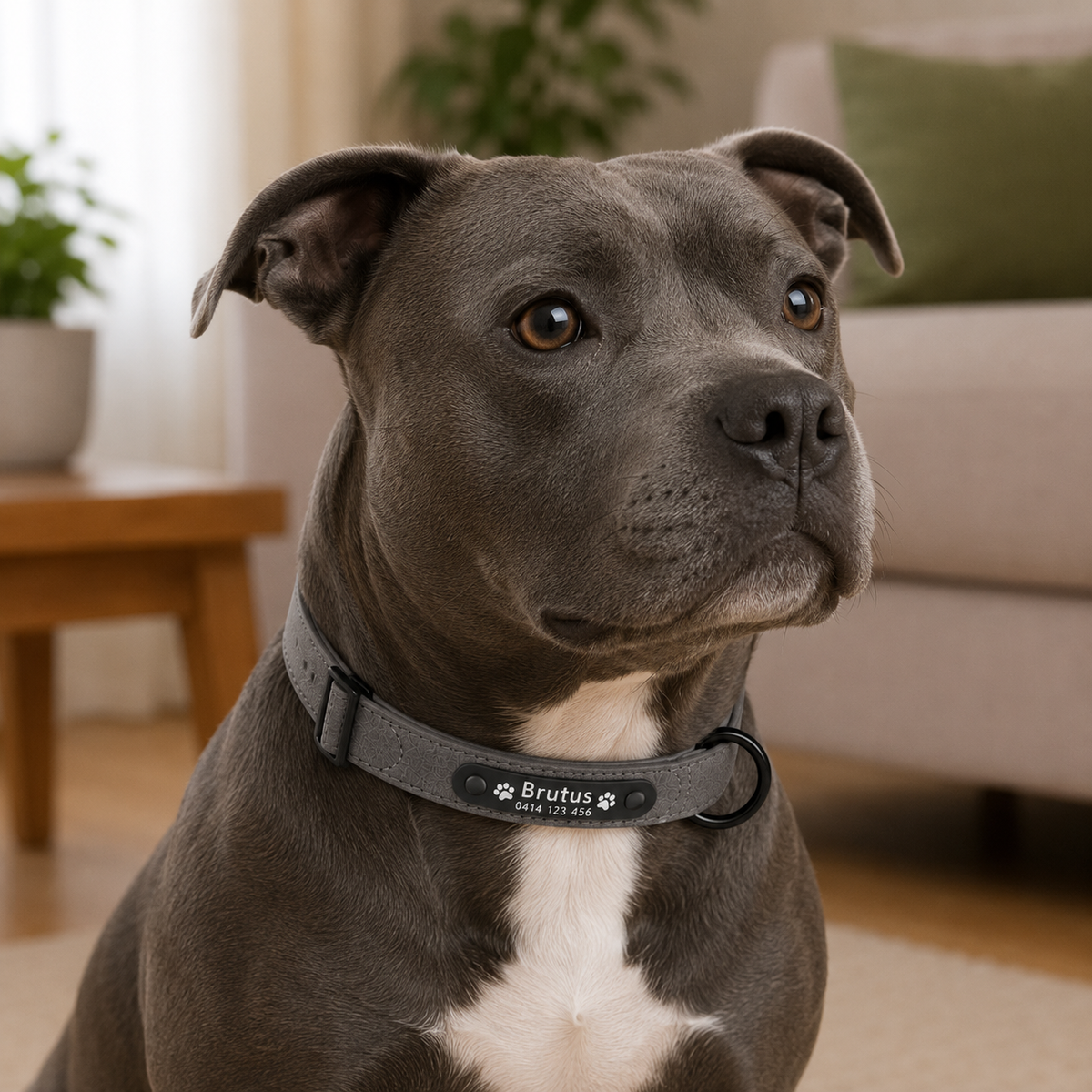 Personalised Premium Leather Pet Collar (Pet Name & Phone)