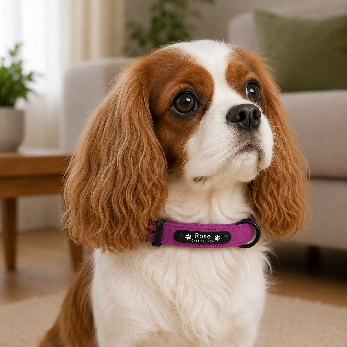 Personalised Premium Leather Pet Collar (Pet Name & Phone)