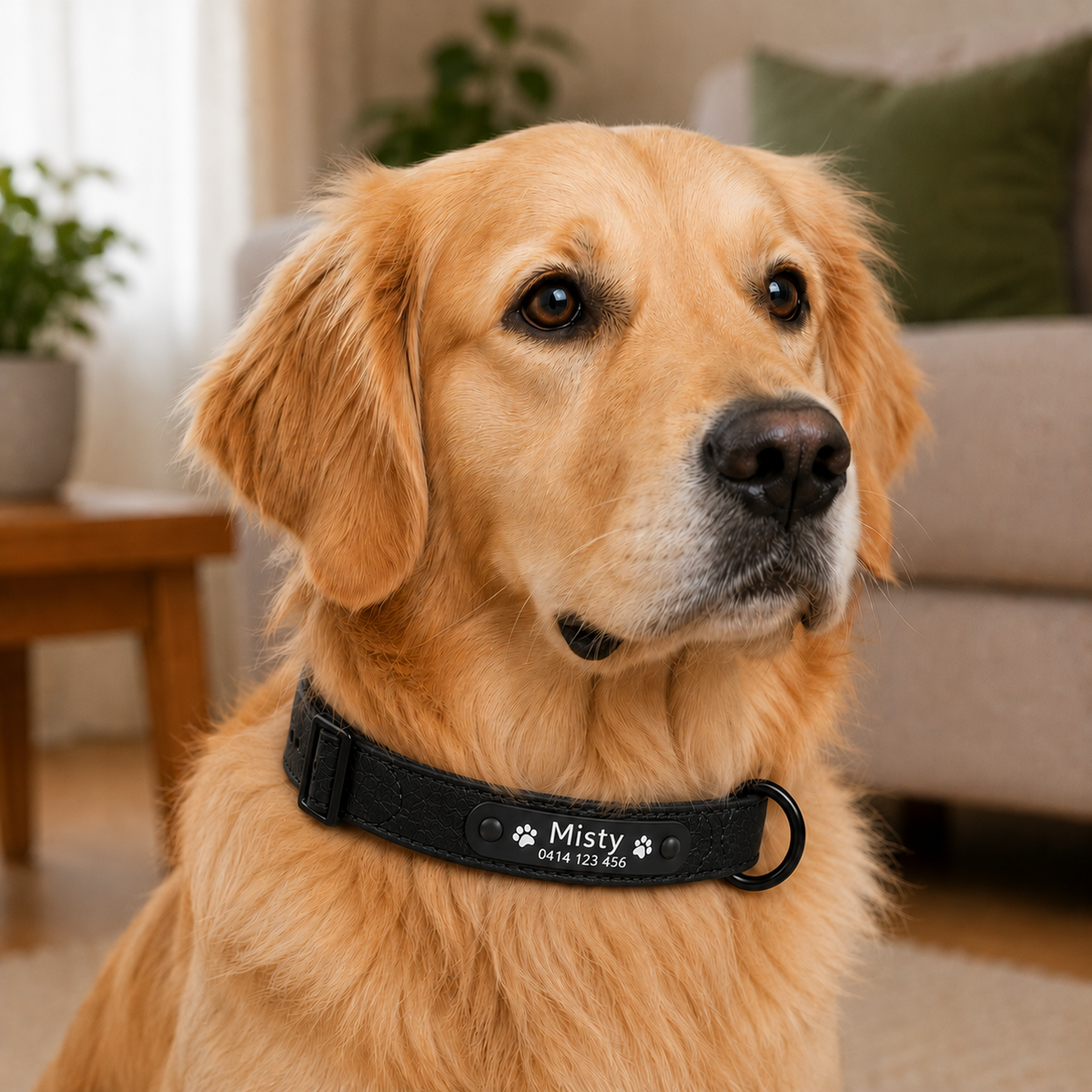 Personalised Premium Leather Pet Collar (Pet Name & Phone)