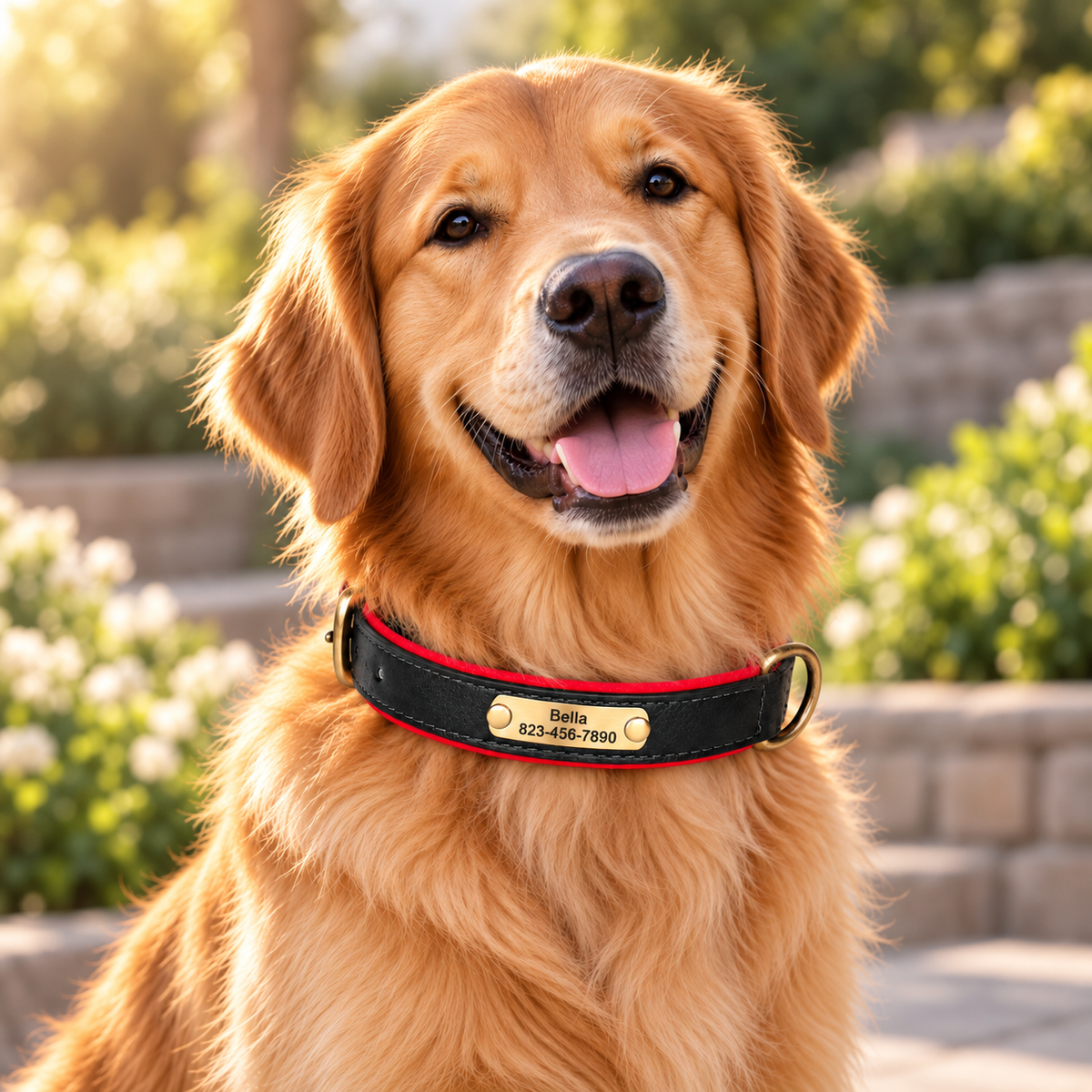 Personalised Premium Classic Leather Pet Collar (Pet Name & Phone)