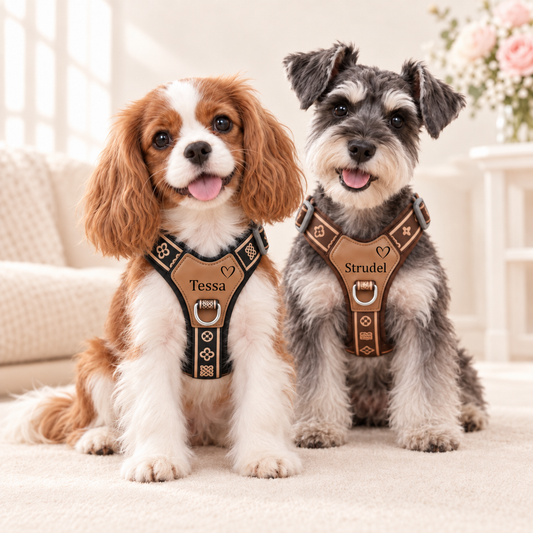 Personalised Premium Leather Dog Harness (Pet Name)