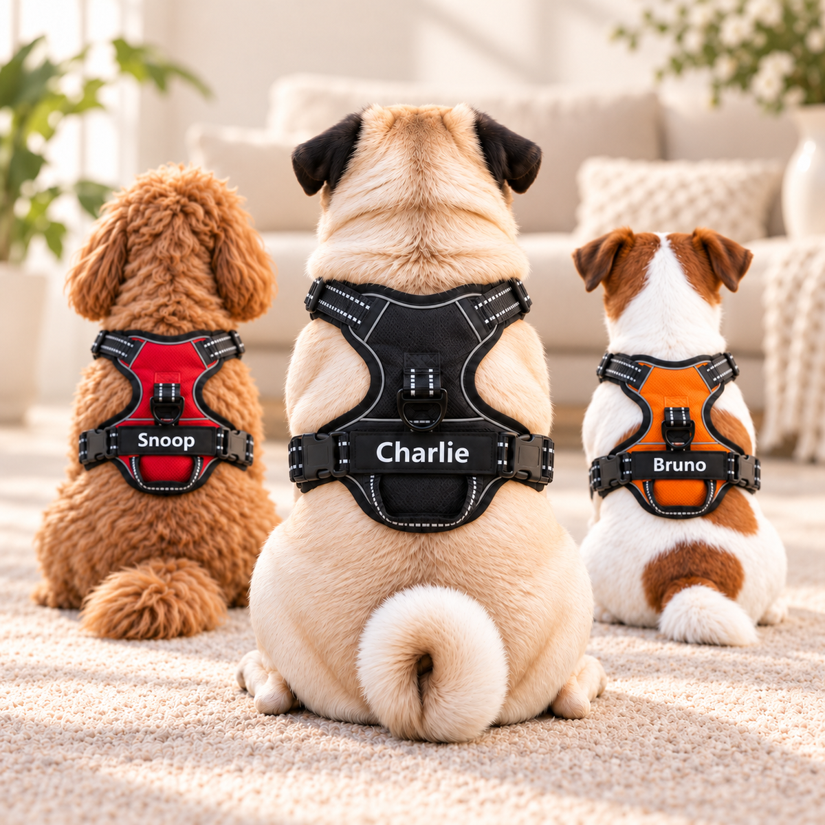 Personalised Reflective Nylon Harness (Pet Name & Number)