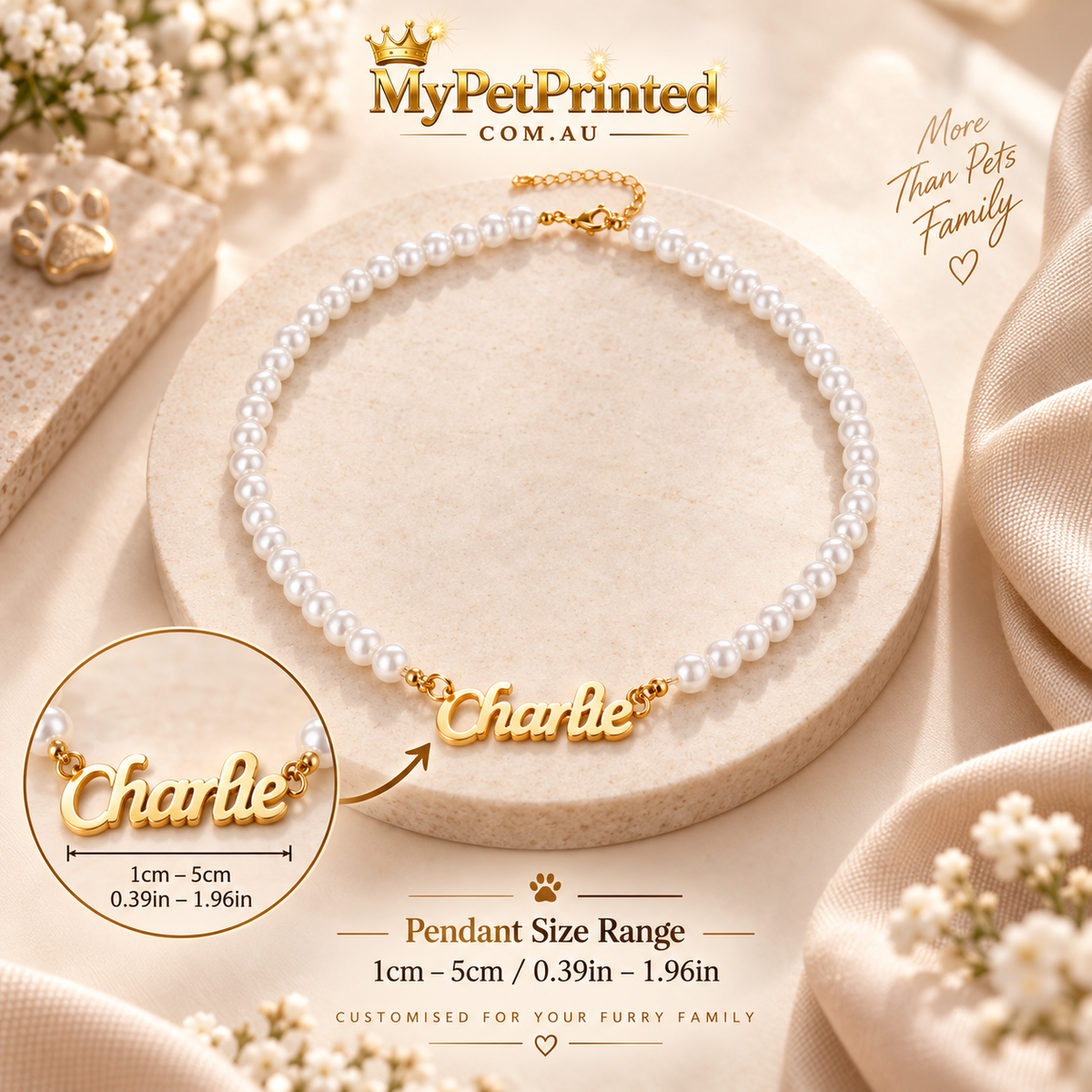 Personalised Pearl Necklace Chain (Pet Name)