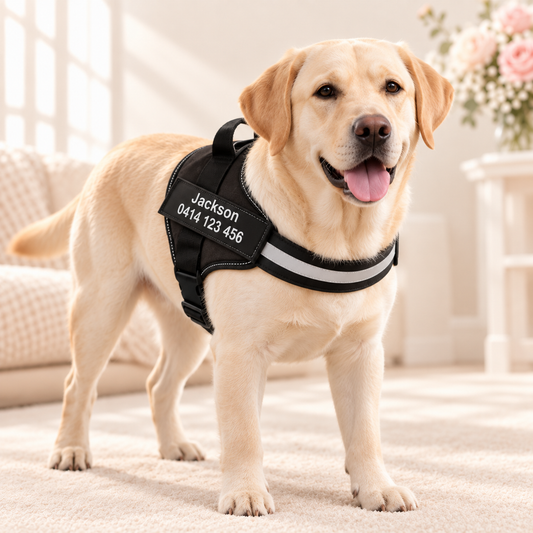 Personalised Reflective Dog Harness  (Pet Name & Phone)
