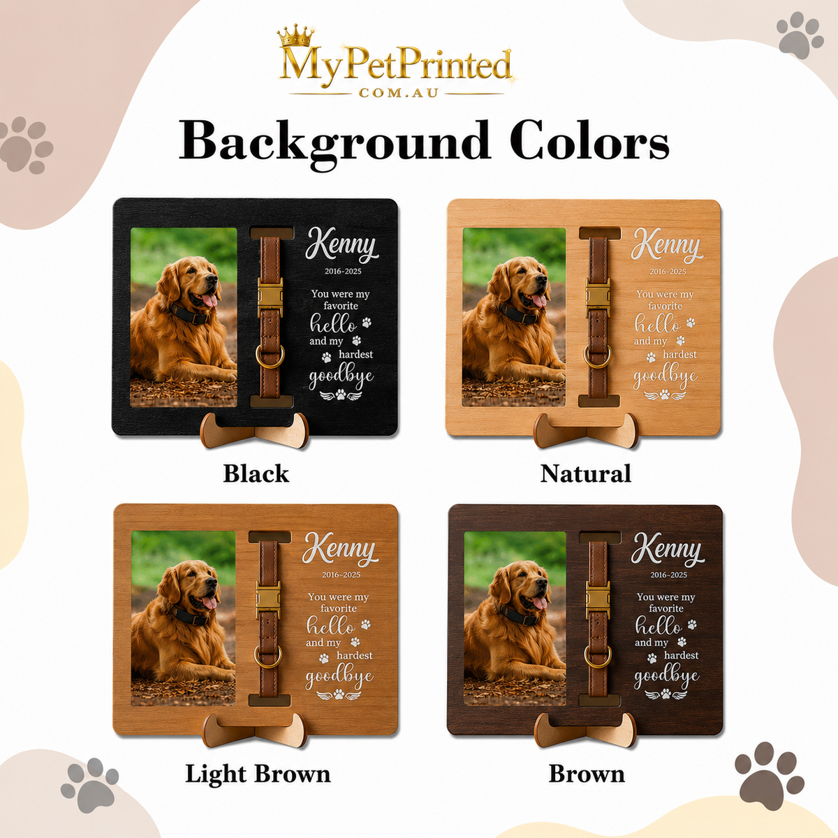 Personalised Pet Memorial & Collar Holder (Pet Photo & Name & Dates)