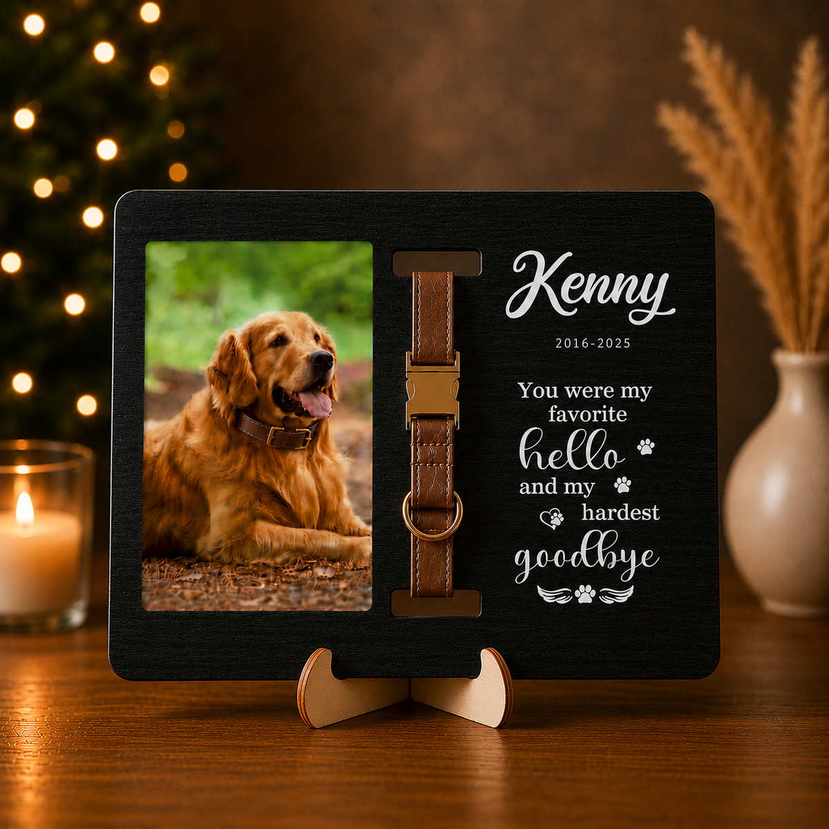 Personalised Pet Memorial & Collar Holder (Pet Photo & Name & Dates)