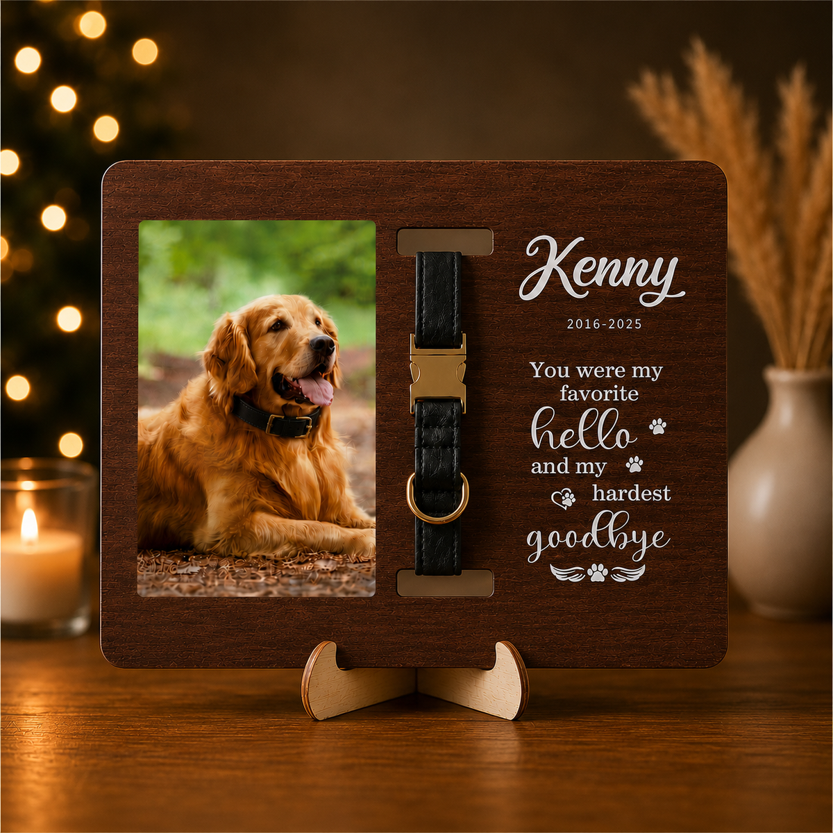 Personalised Pet Memorial & Collar Holder (Pet Photo & Name & Dates)