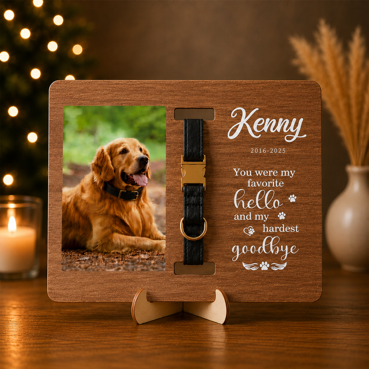 Personalised Pet Memorial & Collar Holder (Pet Photo & Name & Dates)