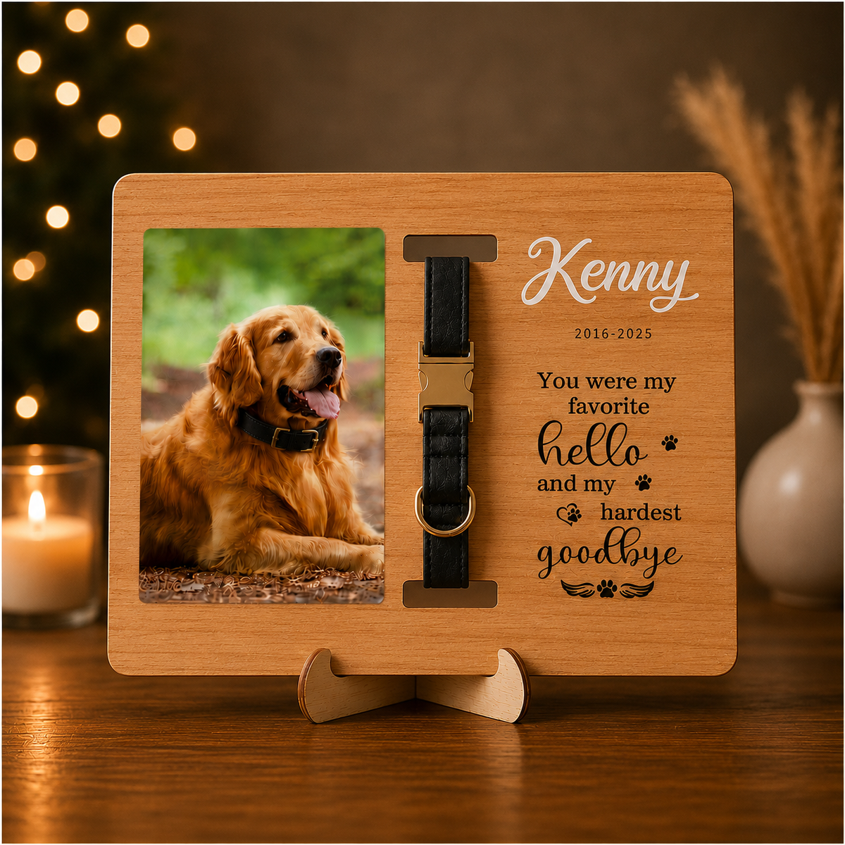 Personalised Pet Memorial & Collar Holder (Pet Photo & Name & Dates)