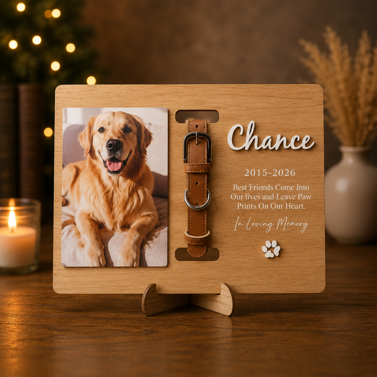 Personalised Pet Memorial & Collar Holder (Pet Photo & Name & Dates)