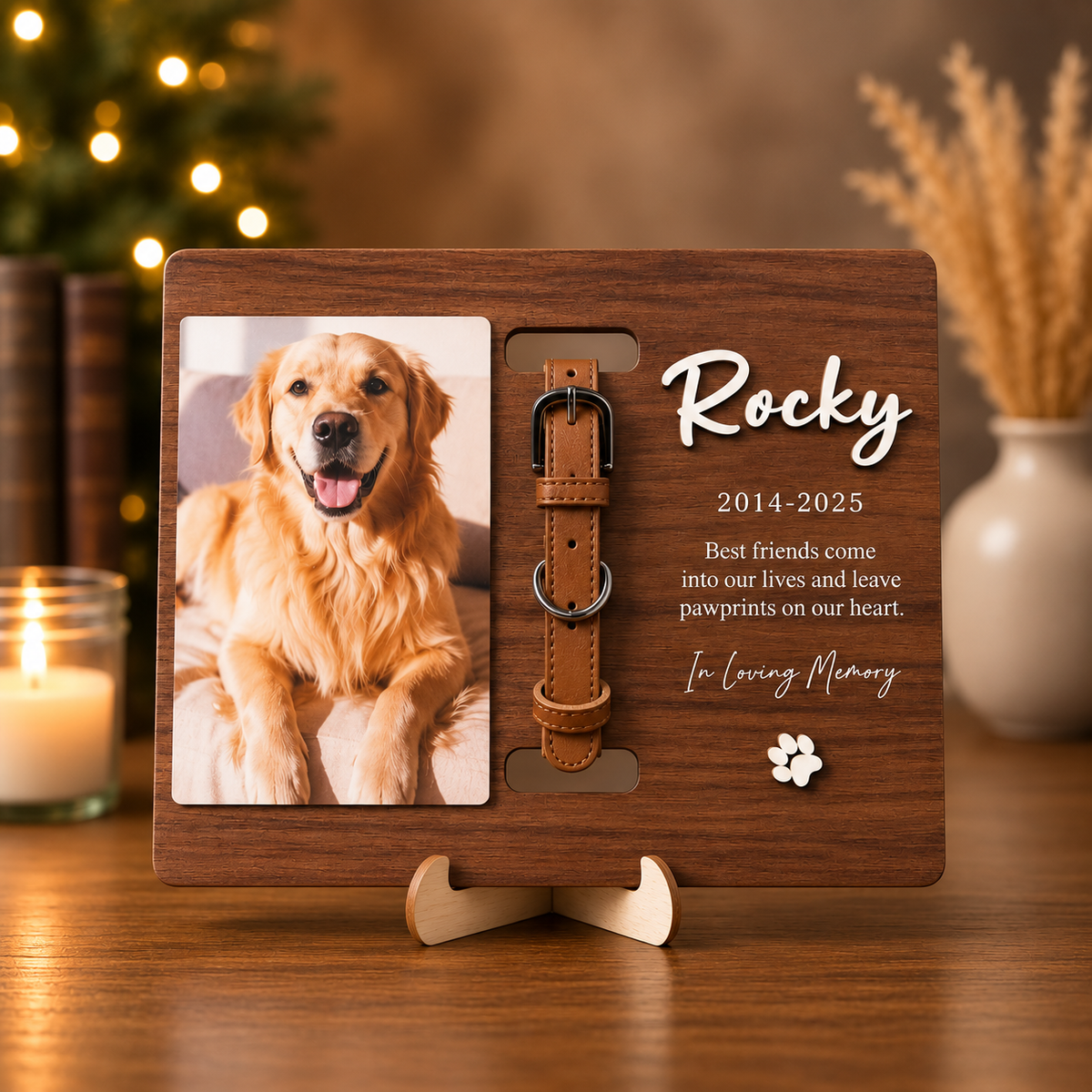 Personalised Pet Memorial & Collar Holder (Pet Photo & Name & Dates)