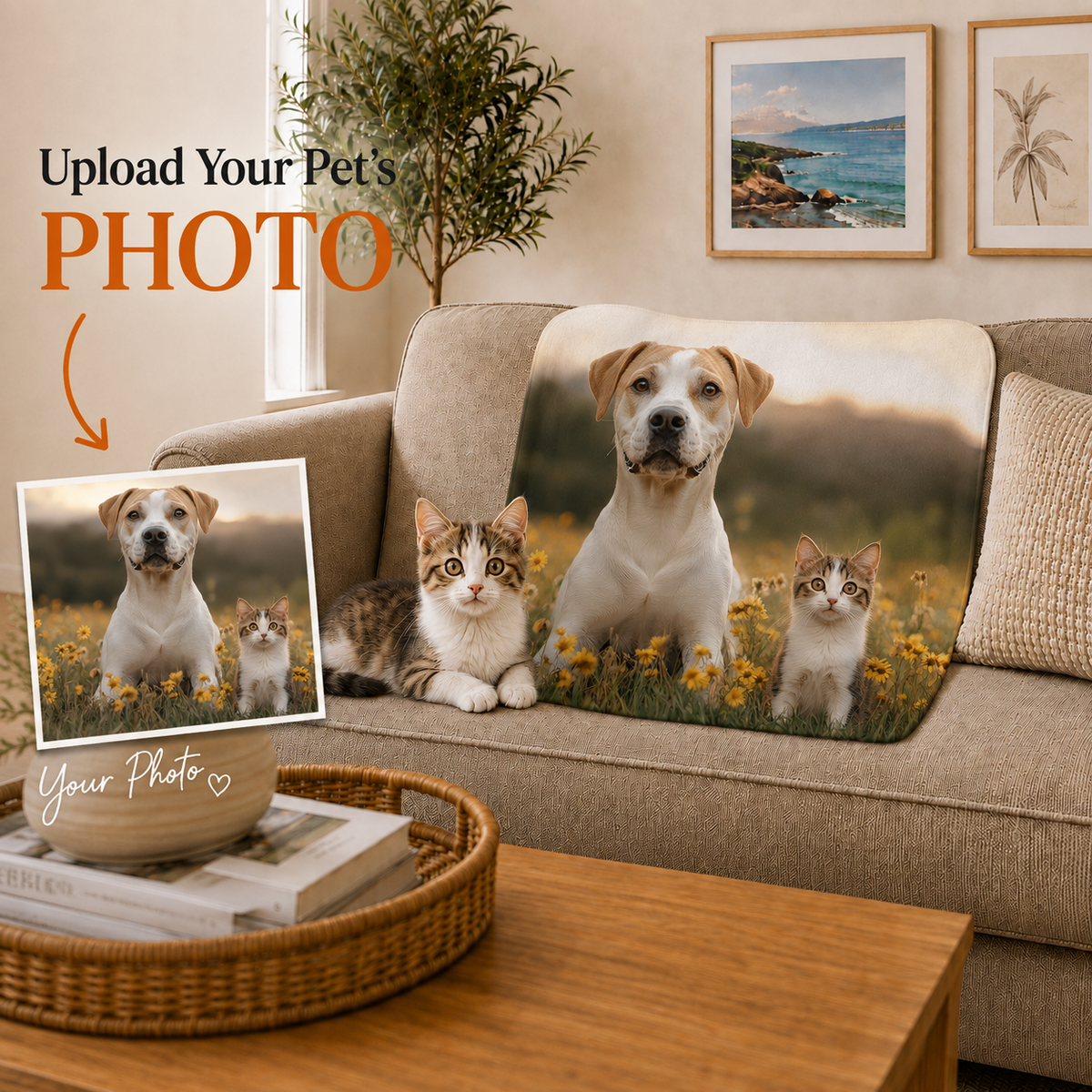 Personalised Sherpa Blanket – Small Ultra Soft Custom Pet Blanket (Pet Photo)